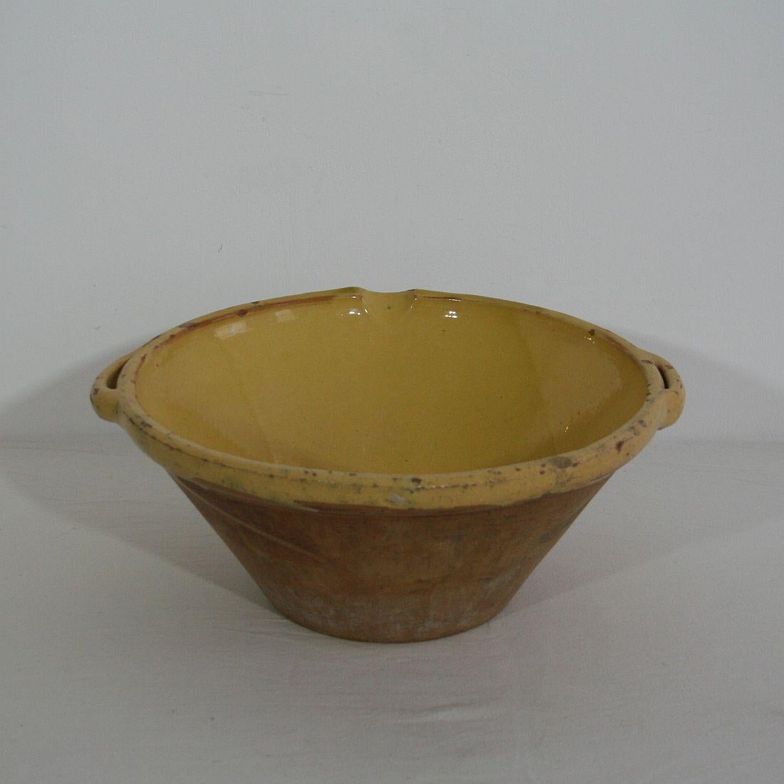 French Provincial 19th Century French Glazed Terracotta Dairy Bowl or Tian