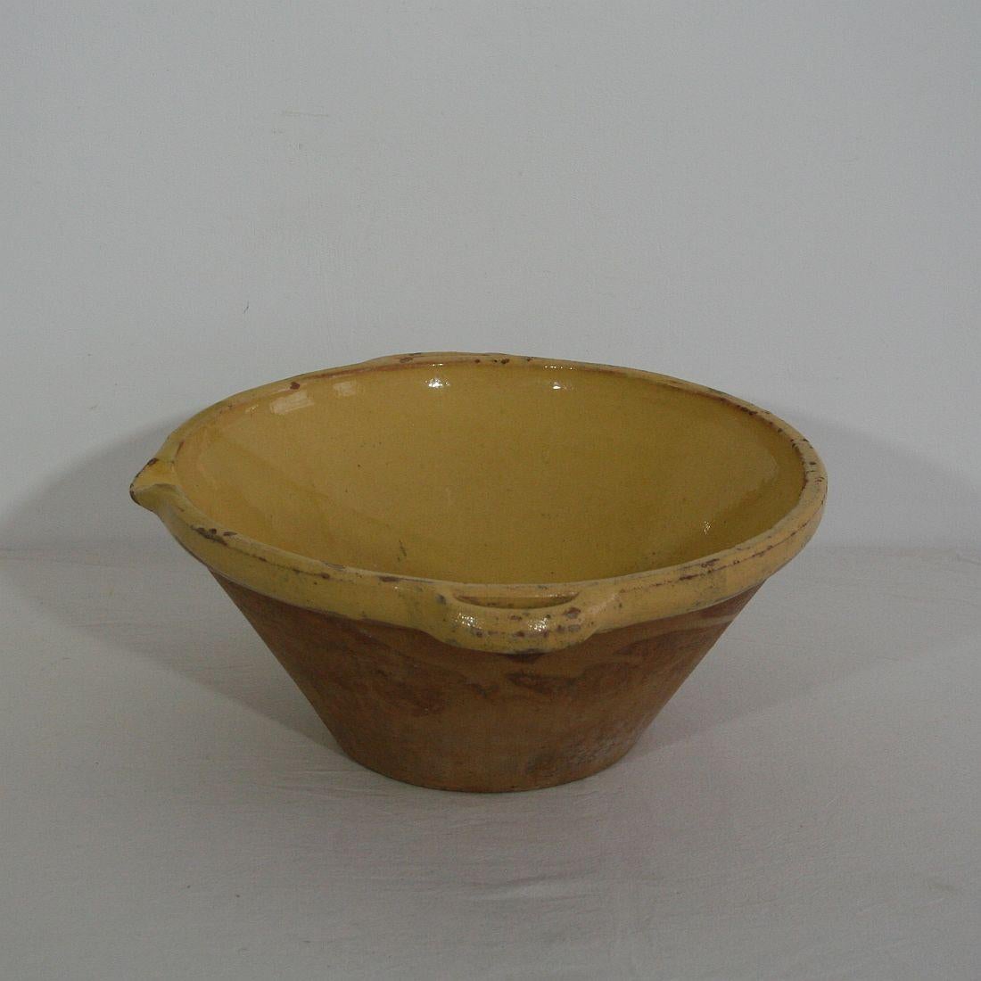 19th Century French Glazed Terracotta Dairy Bowl or Tian In Good Condition In Buisson, FR