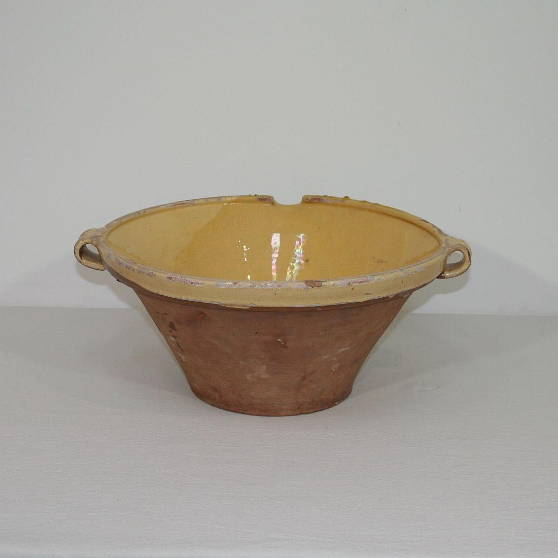 Earthenware 19th Century French Glazed Terracotta Dairy Bowl or Tian