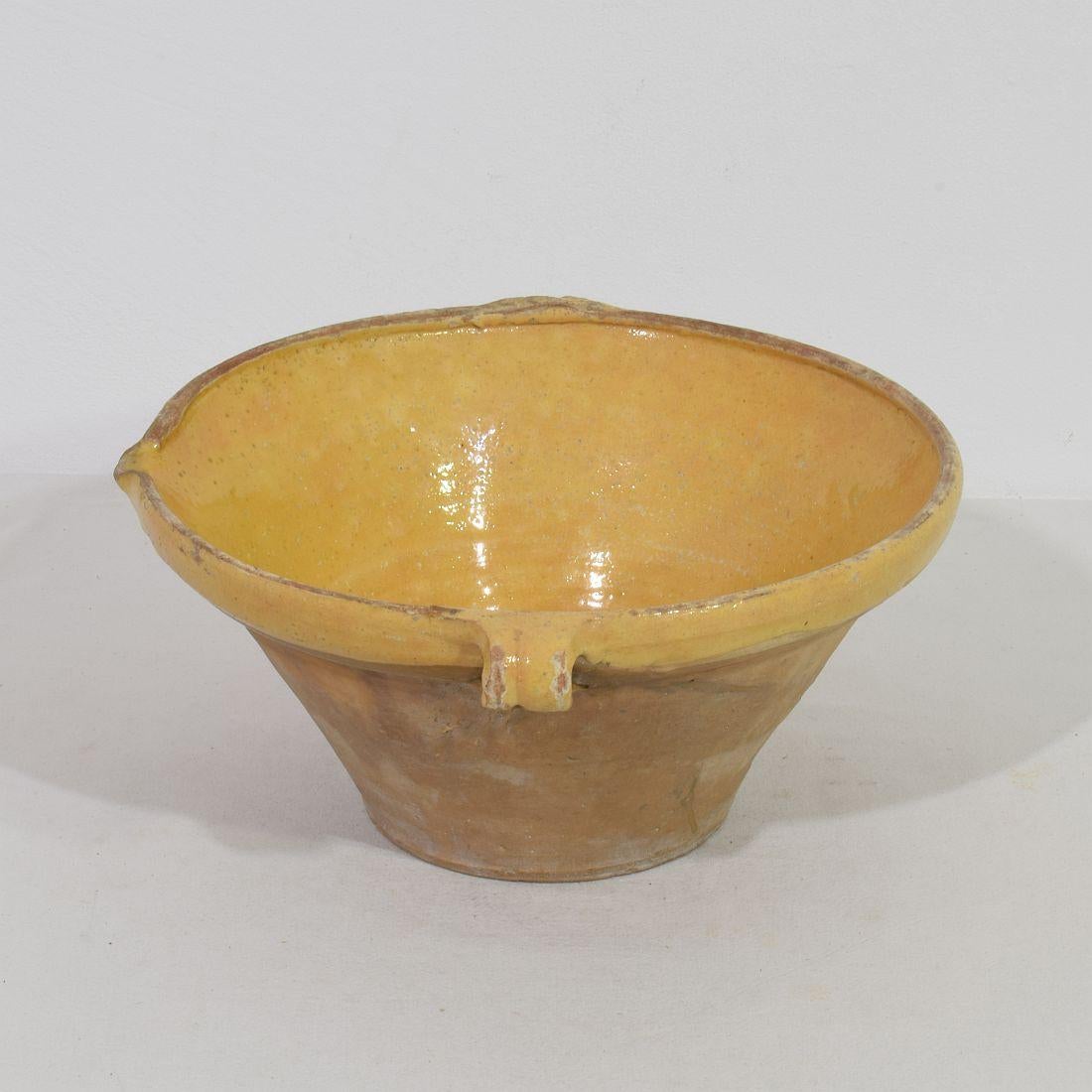 19th Century French Glazed Terracotta Dairy Bowl or Tian For Sale 1