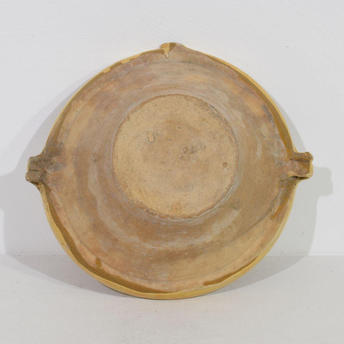 19th Century French Glazed Terracotta Dairy Bowl or Tian For Sale 3