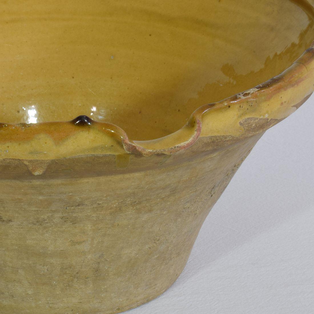 19th Century French Glazed Terracotta Dairy Bowl or Tian 4