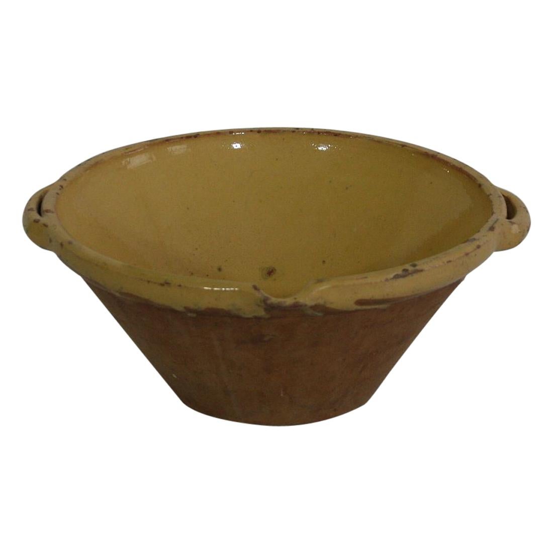 19th Century French Glazed Terracotta Dairy Bowl or Tian