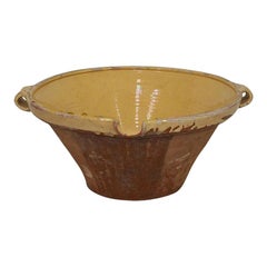 19th Century French Glazed Terracotta Dairy Bowl or Tian