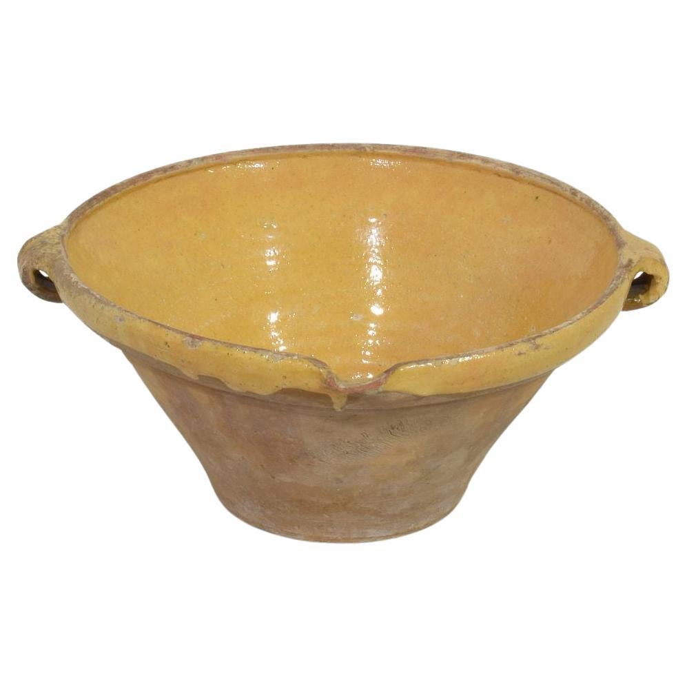 19th Century French Glazed Terracotta Dairy Bowl or Tian