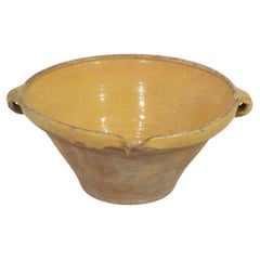 19th Century French Glazed Terracotta Dairy Bowl or Tian