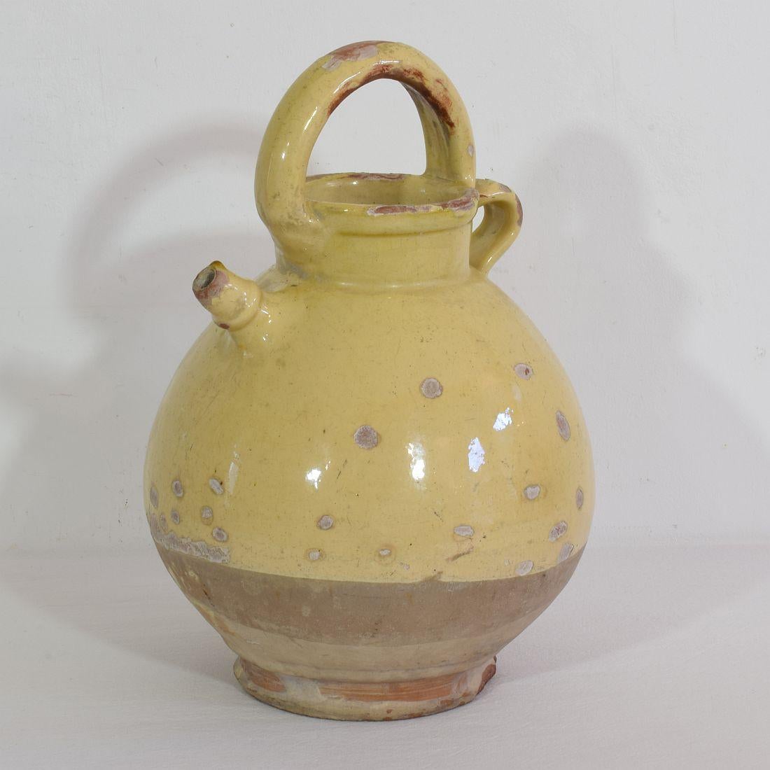 19th Century French Glazed Terracotta Jug or Water Cruche 1