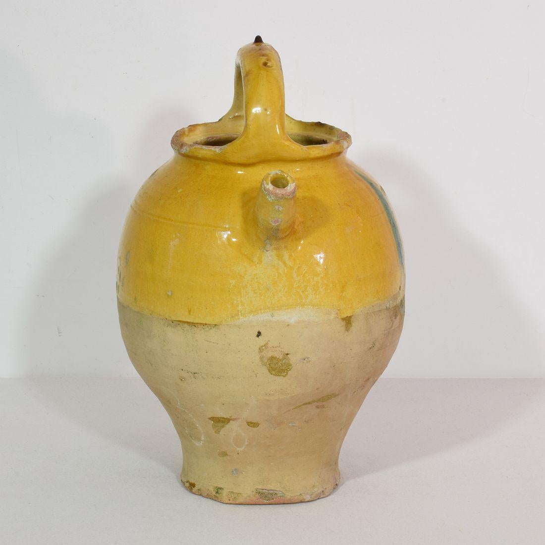 19th Century, French, Glazed Terracotta Jug or Water Cruche 2