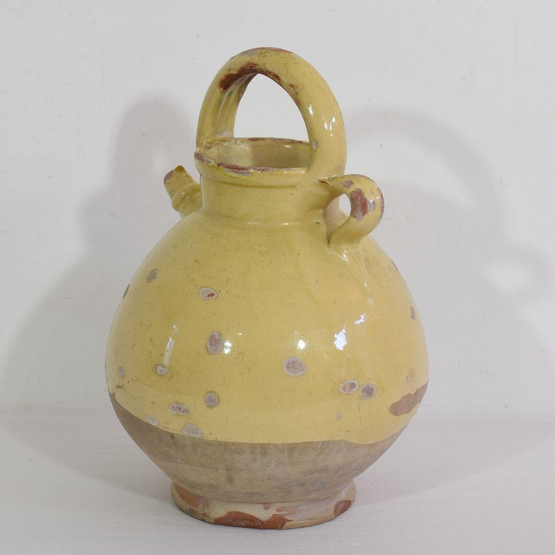 19th Century French Glazed Terracotta Jug or Water Cruche 3