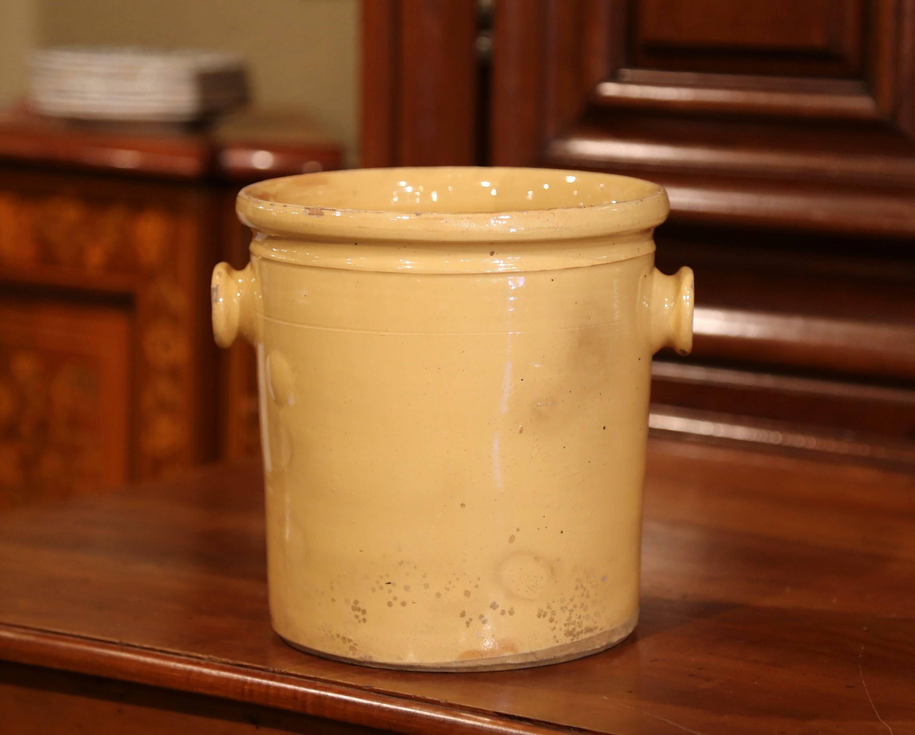 Ceramic 19th Century French Glazed Terracotta Kitchen Utensils Pot