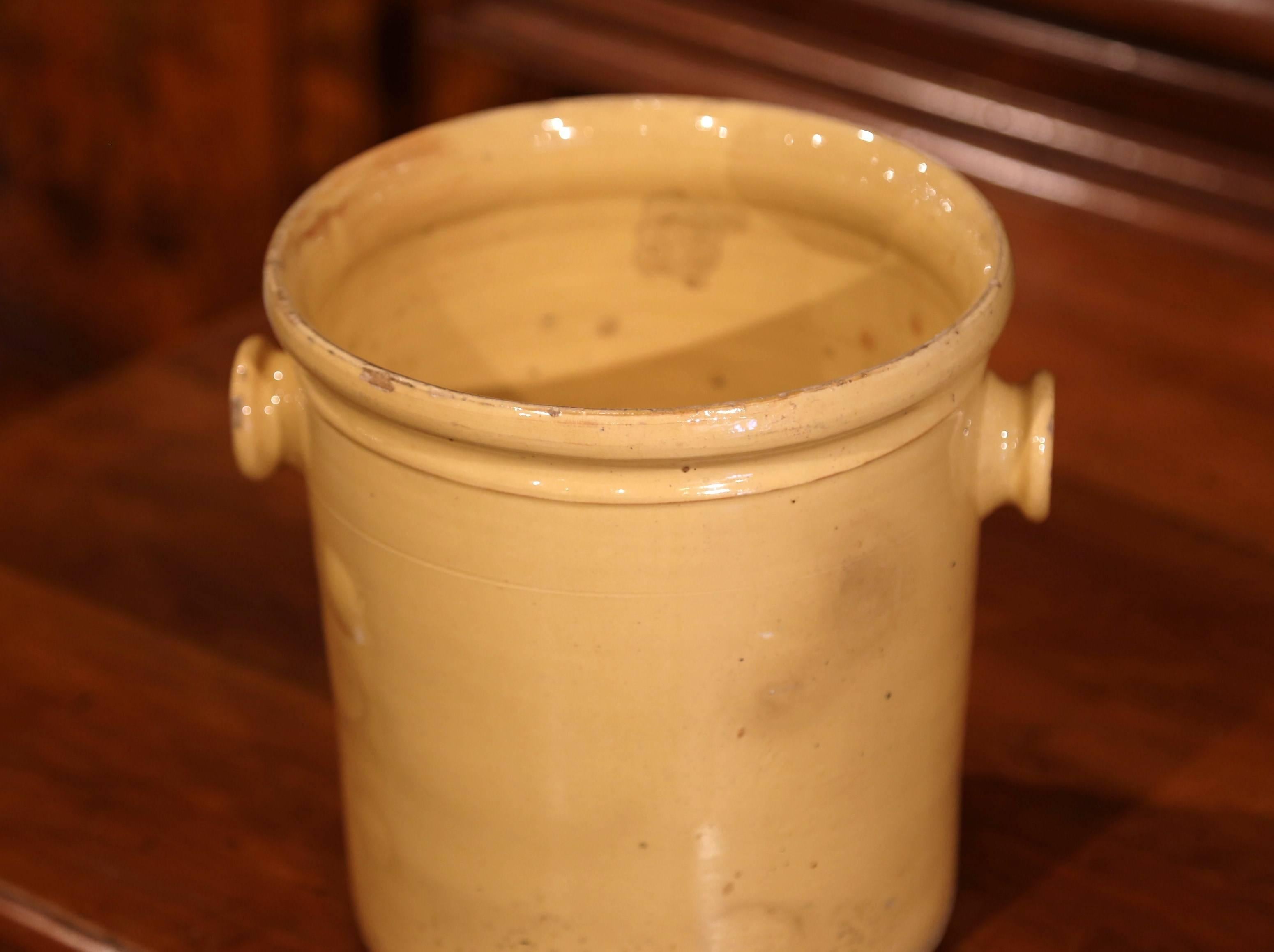 19th Century French Glazed Terracotta Kitchen Utensils Pot 1