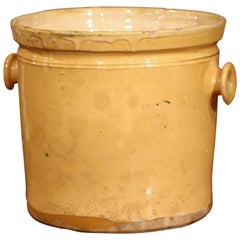 19th Century French Glazed Terracotta Kitchen Utensils Pot