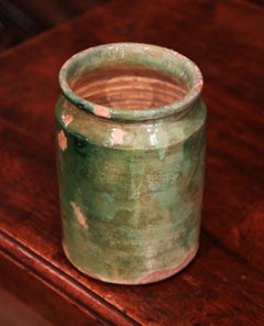 19th Century French Glazed Terracotta Kitchen Utensils Pot from Provence