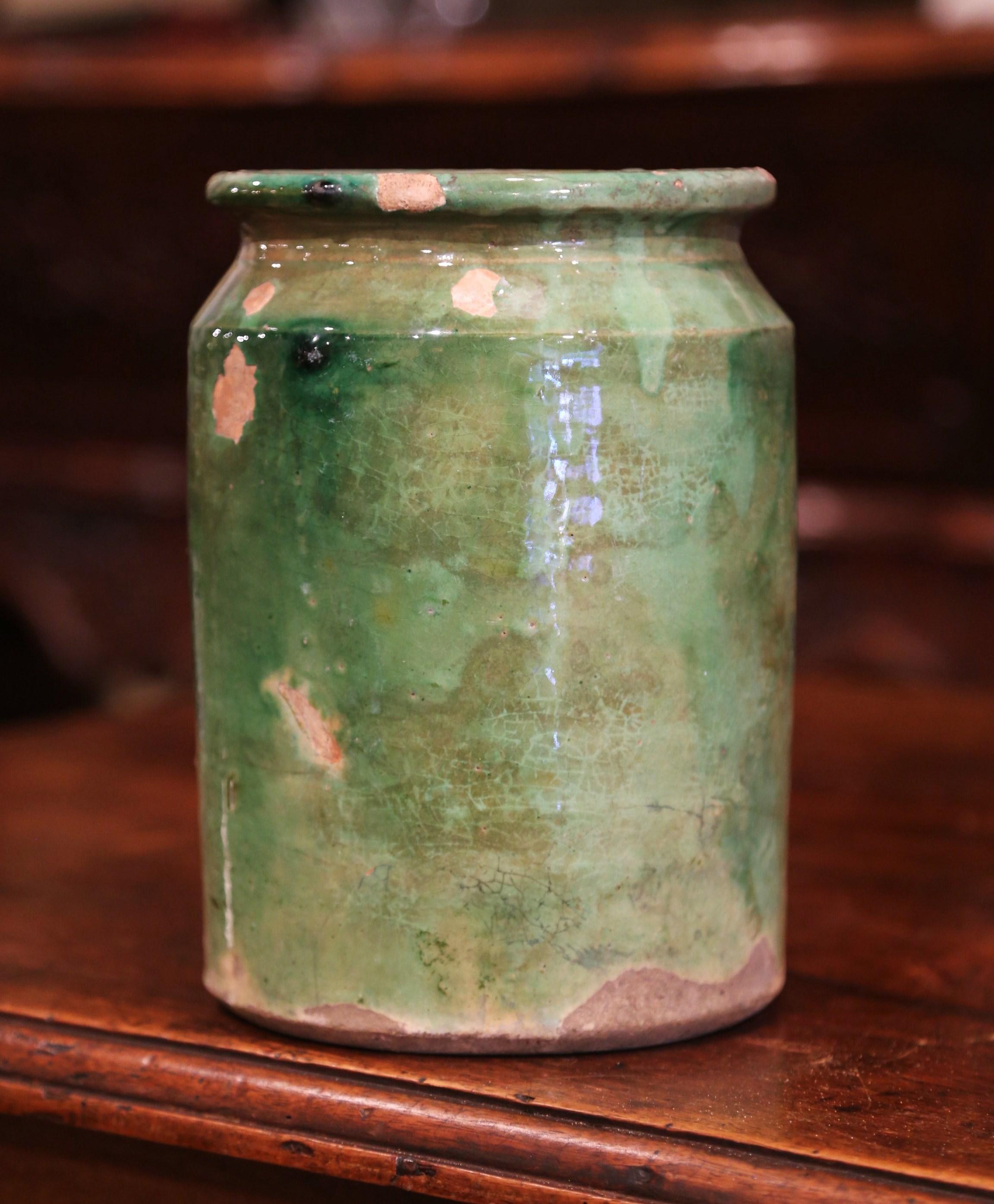 19th Century French Glazed Terracotta Kitchen Utensils Pot from Provence (Französisch)