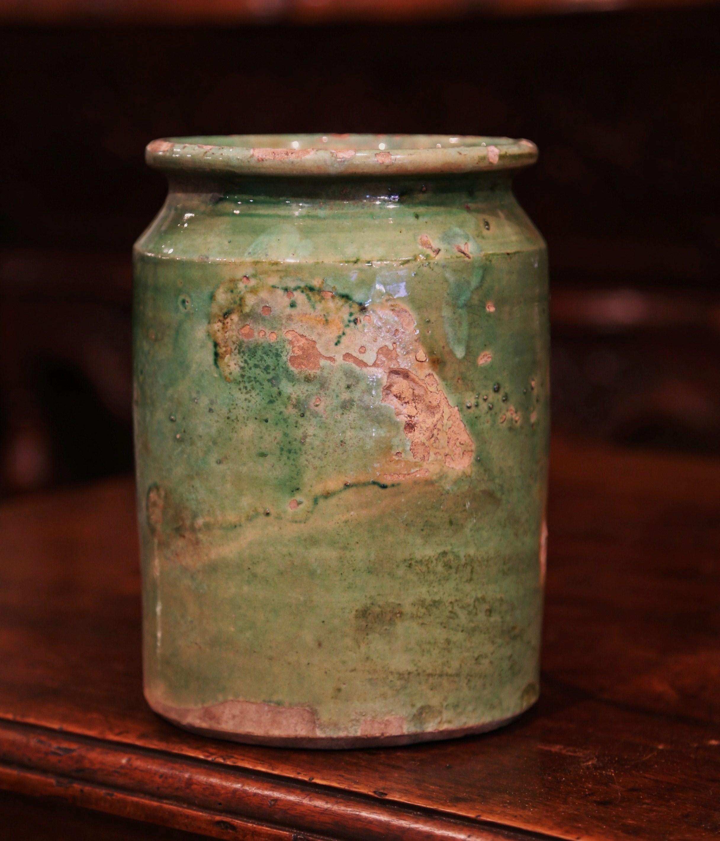 19th Century French Glazed Terracotta Kitchen Utensils Pot from Provence 2