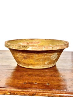 Cuenco francés de terracota esmaltada del siglo XIX, cerámica rústica de estilo campestre