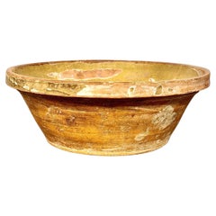 Cuenco francés de terracota esmaltada del siglo XIX, cerámica rústica de estilo campestre
