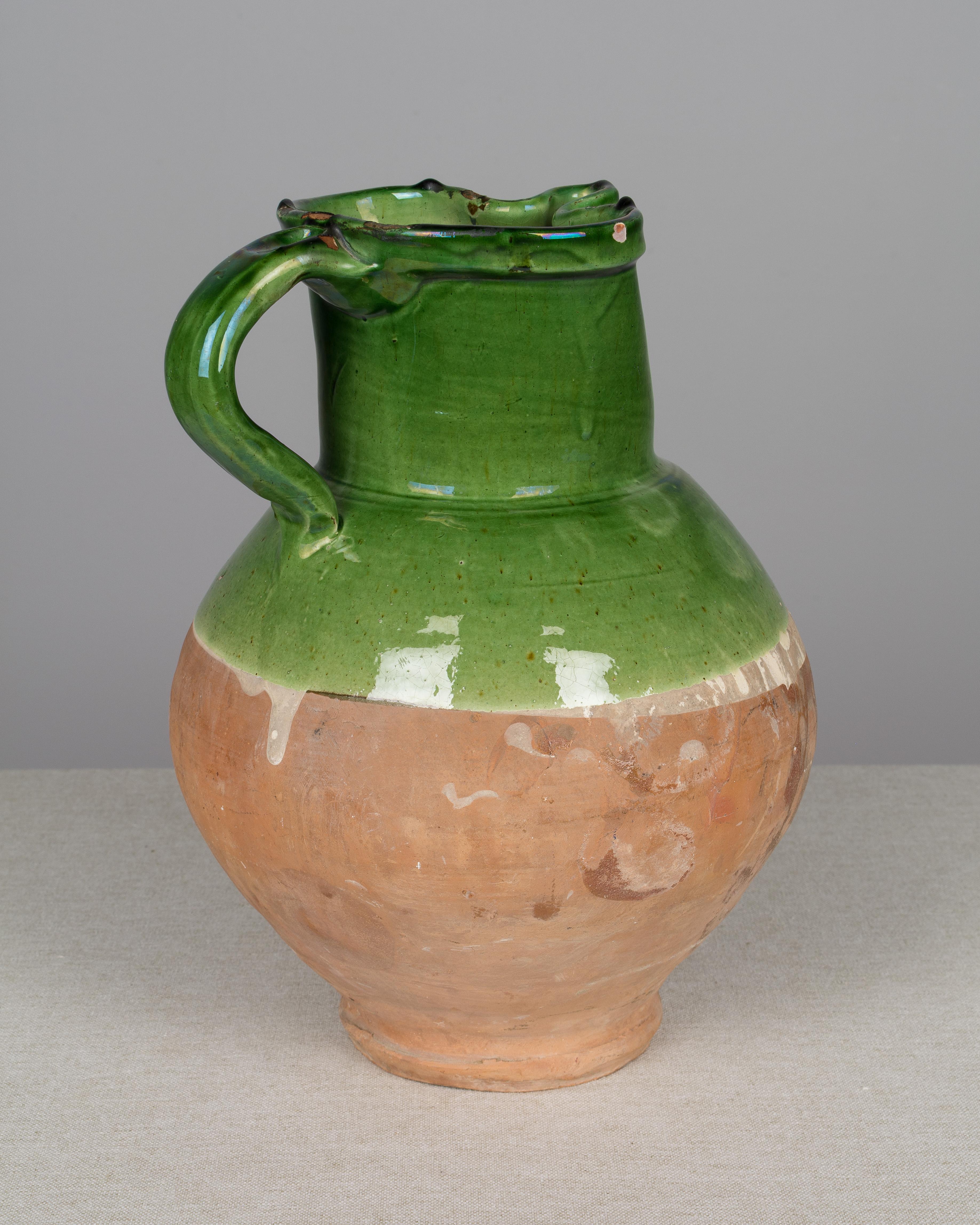 19th Century French Glazed Terracotta Pitcher In Good Condition In Winter Park, FL