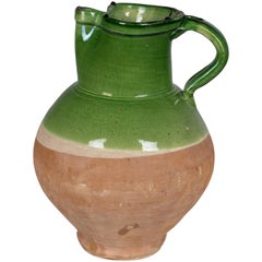 19th Century French Glazed Terracotta Pitcher