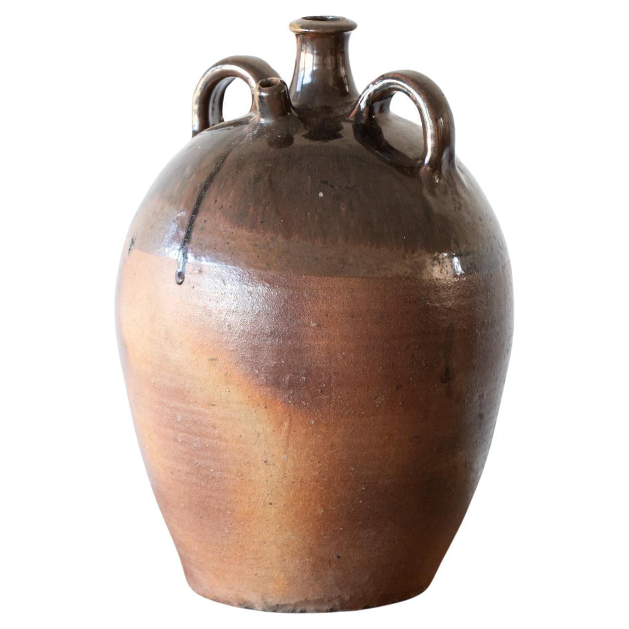 19th Century French Glazed Terracotta Vessel For Sale