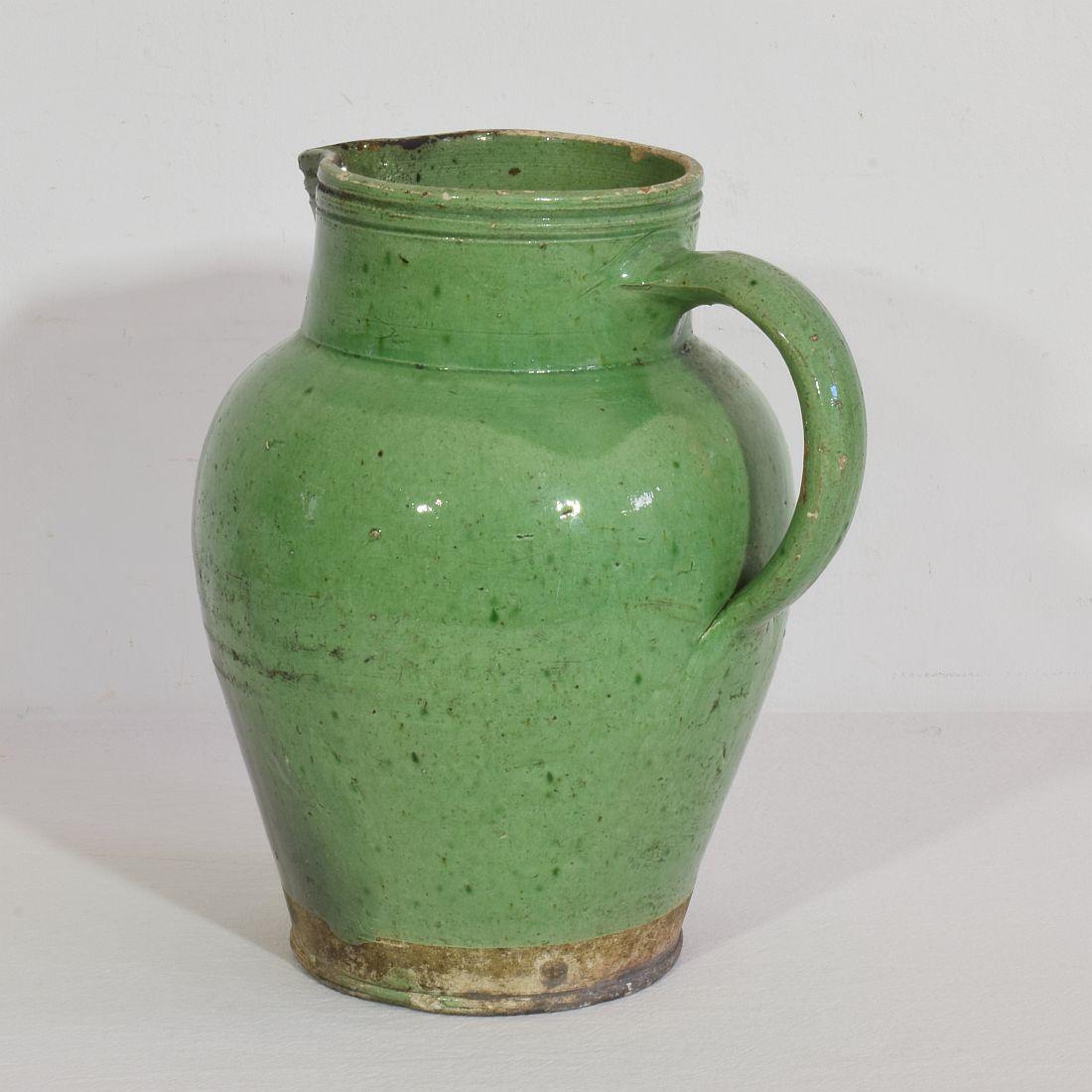 19th Century, French Glazed Terracotta Water Jug 1