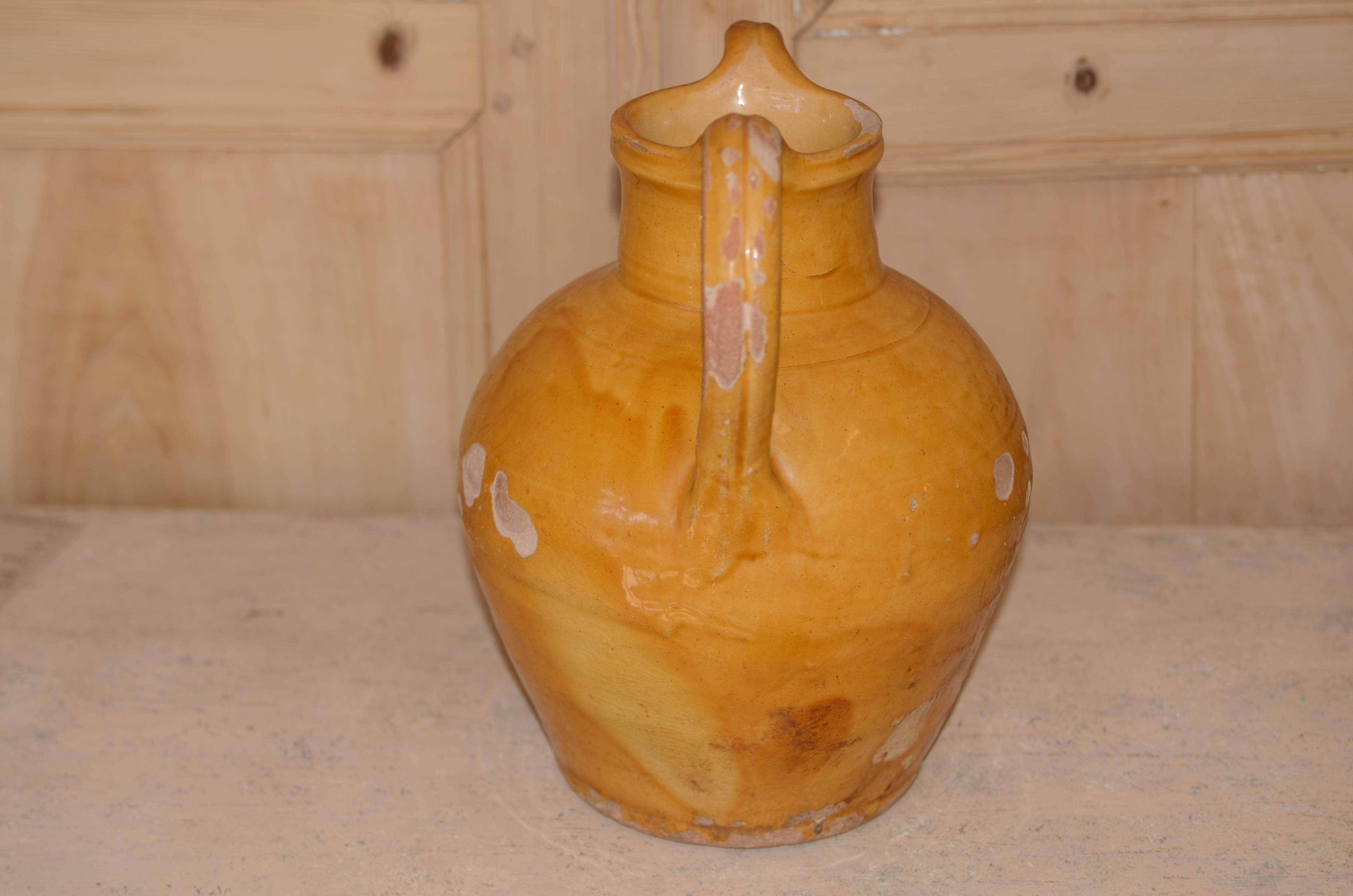 19th Century French Glazed Water Pitcher In Good Condition For Sale In Encinitas, CA