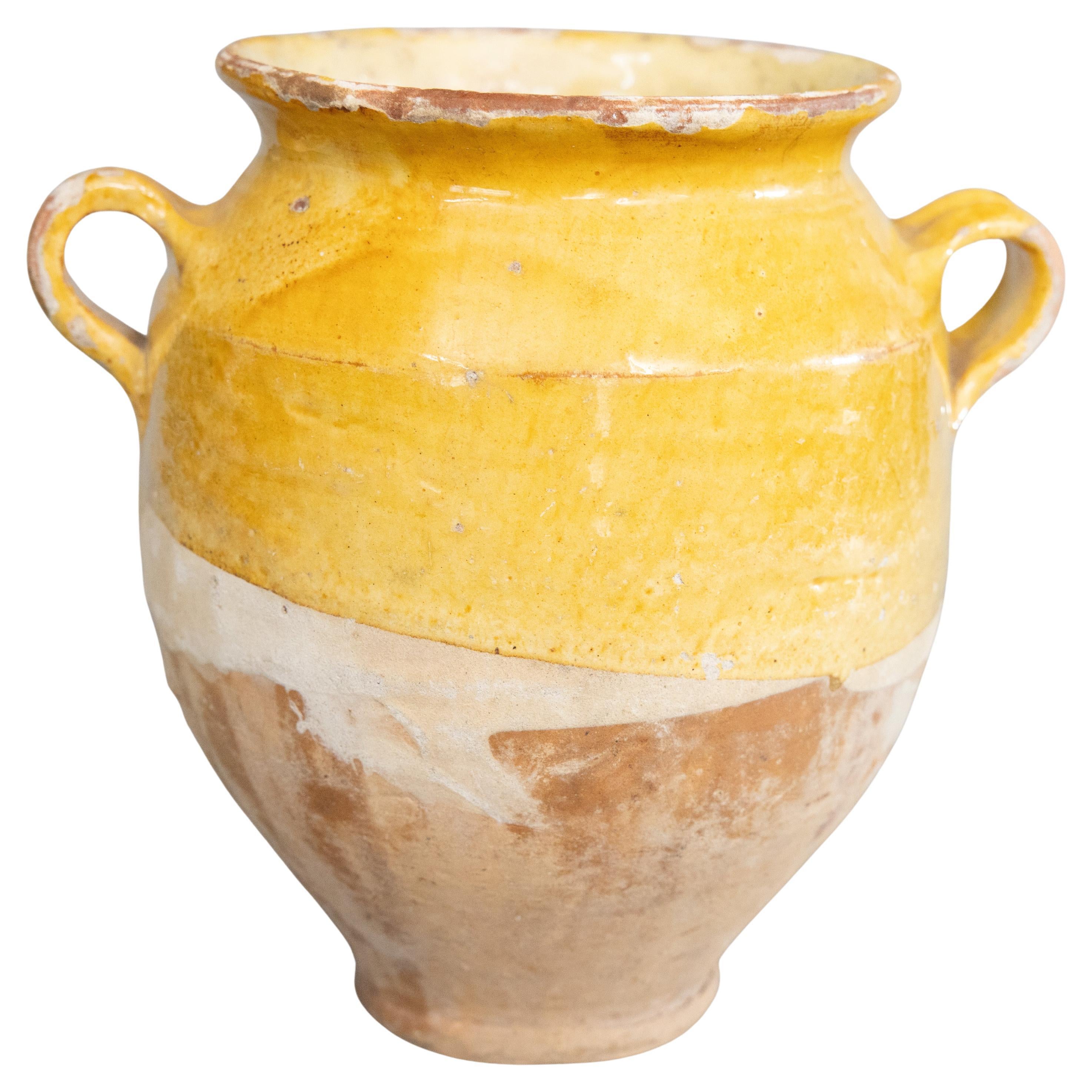 19th Century French Glazed Yellow Confit Pot