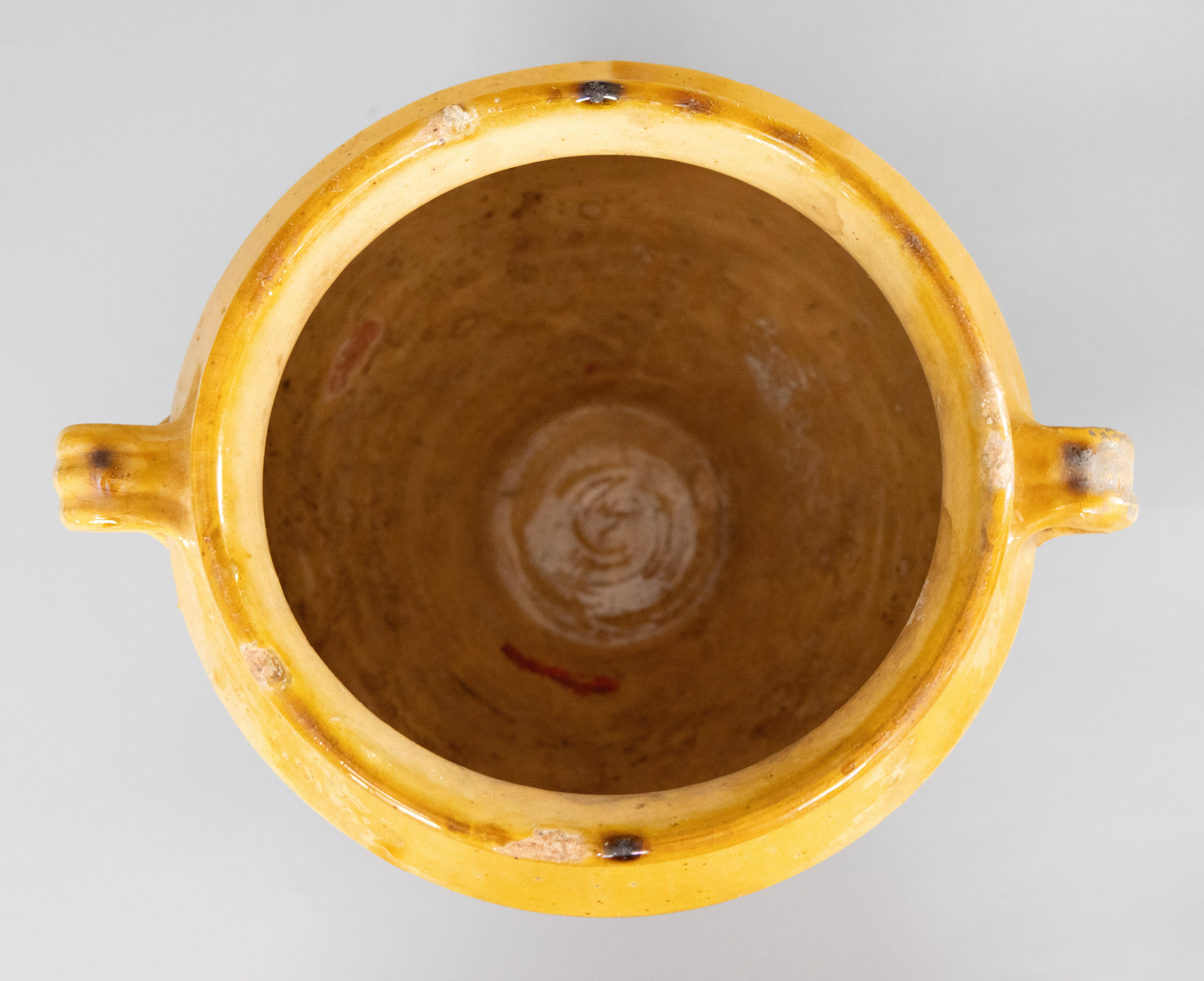 19th Century French Glazed Yellow Terracotta Confit Pot 1