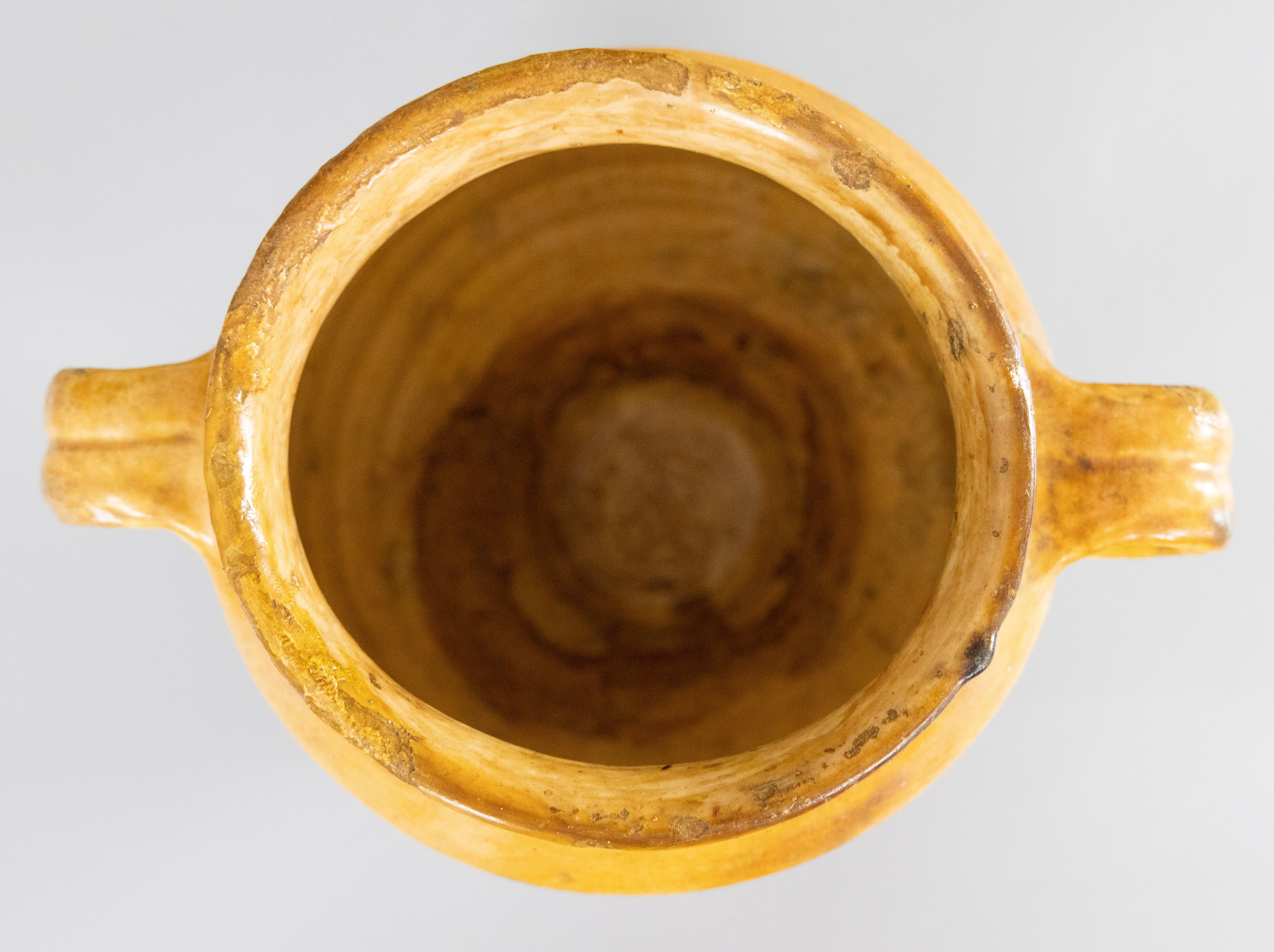 19th Century French Glazed Yellow Terracotta Confit Pot For Sale 1