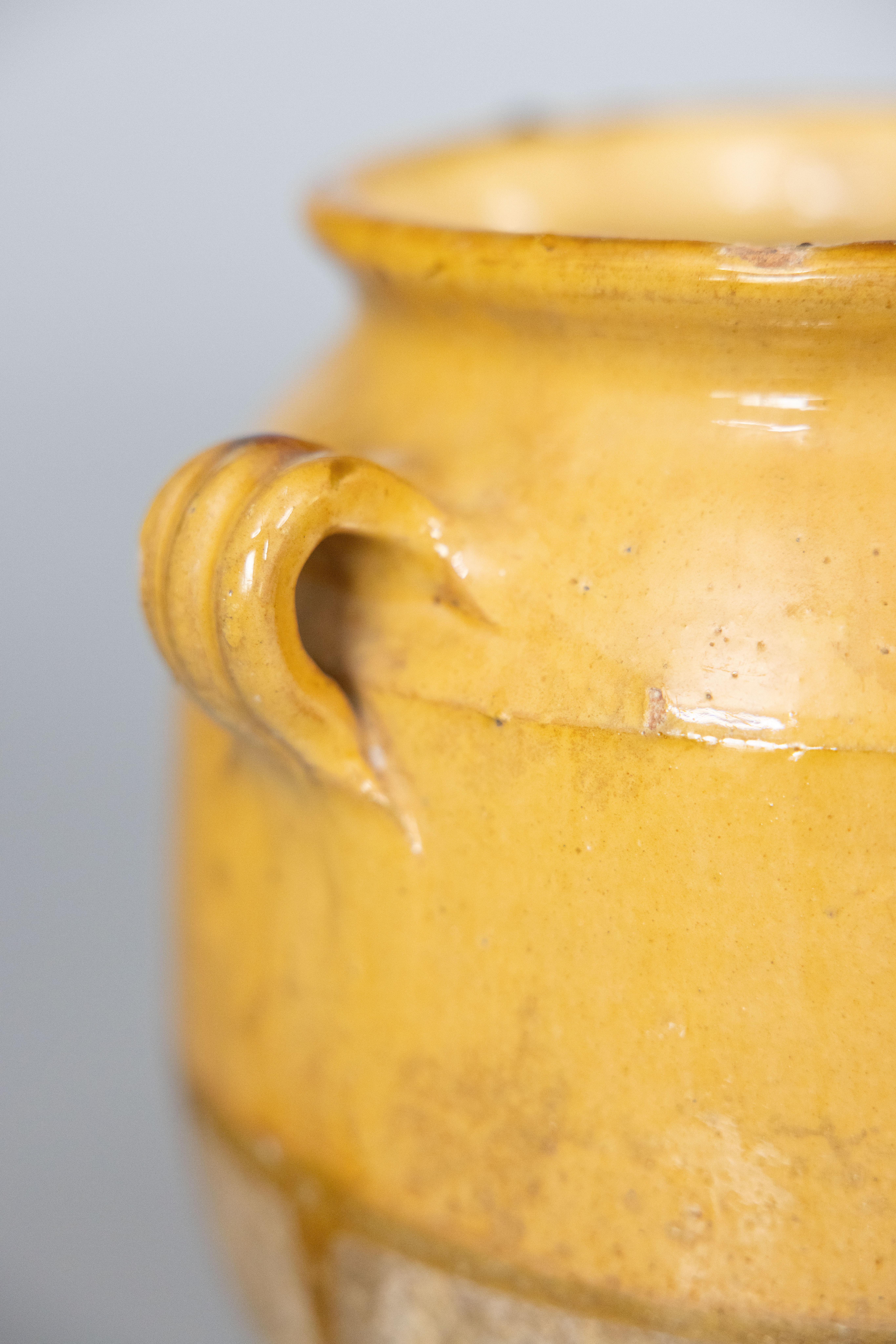 19th Century French Glazed Yellow Terracotta Confit Pot 2