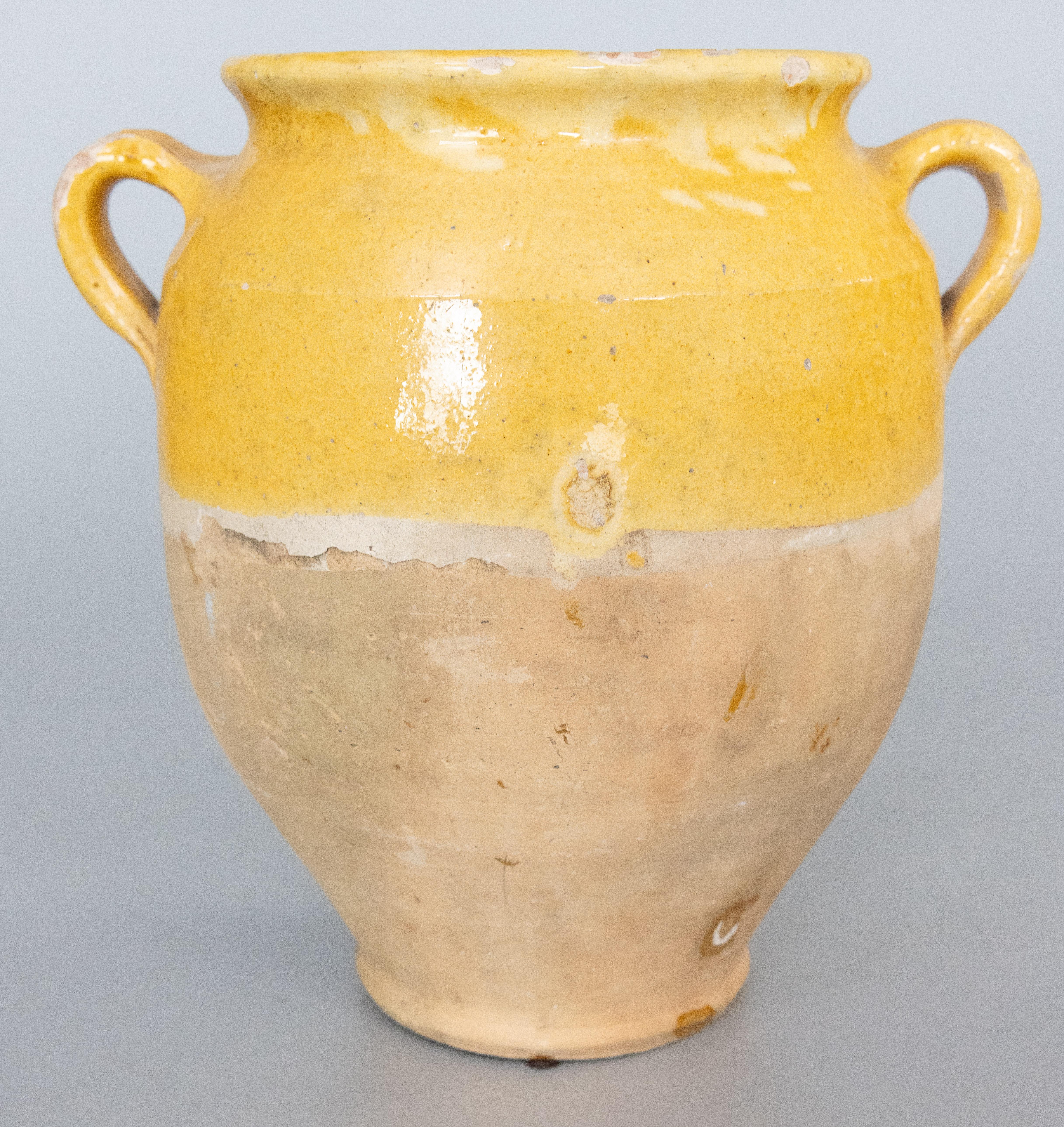 19th Century French Glazed Yellow Terracotta Confit Pot For Sale 4