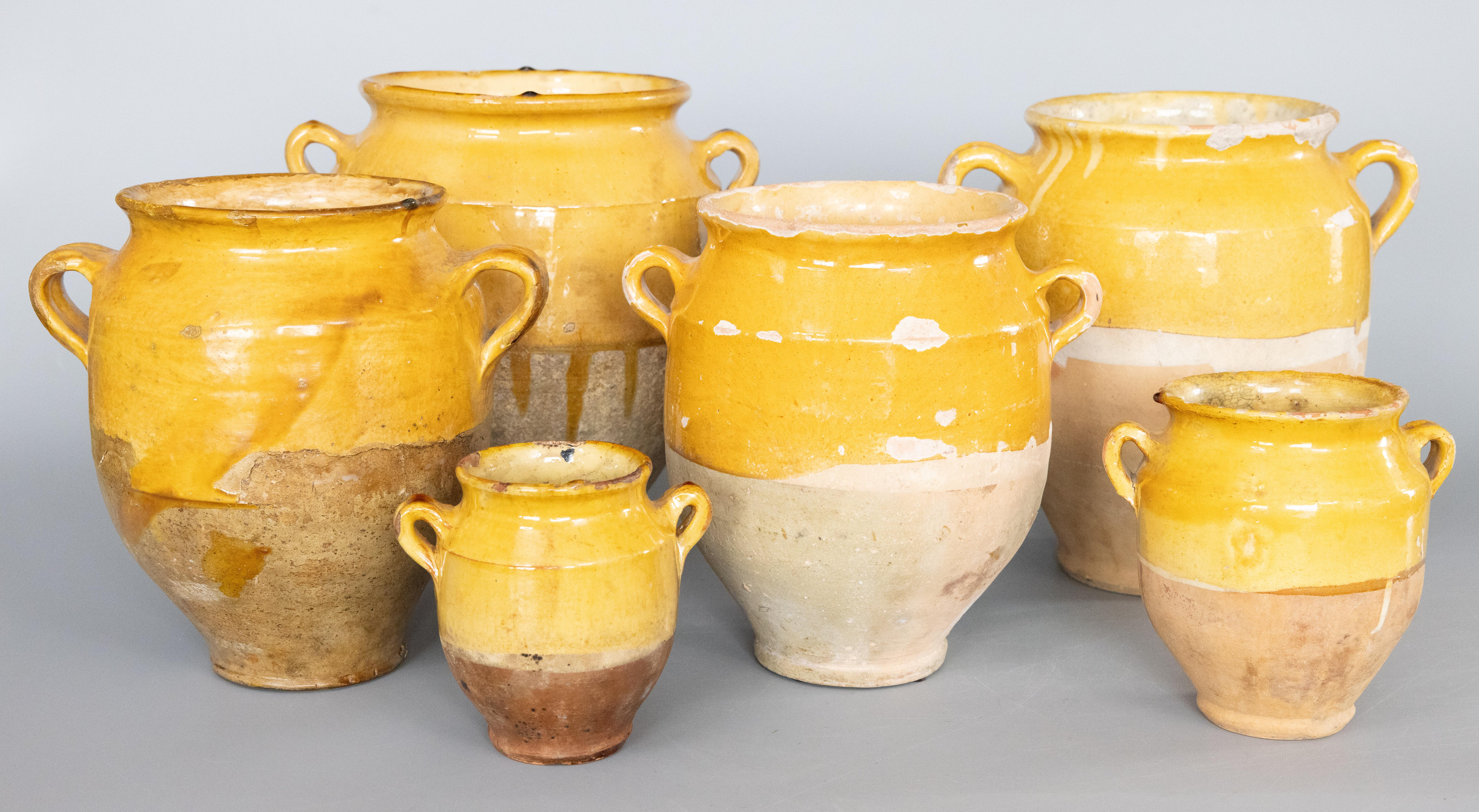19th Century French Glazed Yellow Terracotta Confit Pot For Sale 5