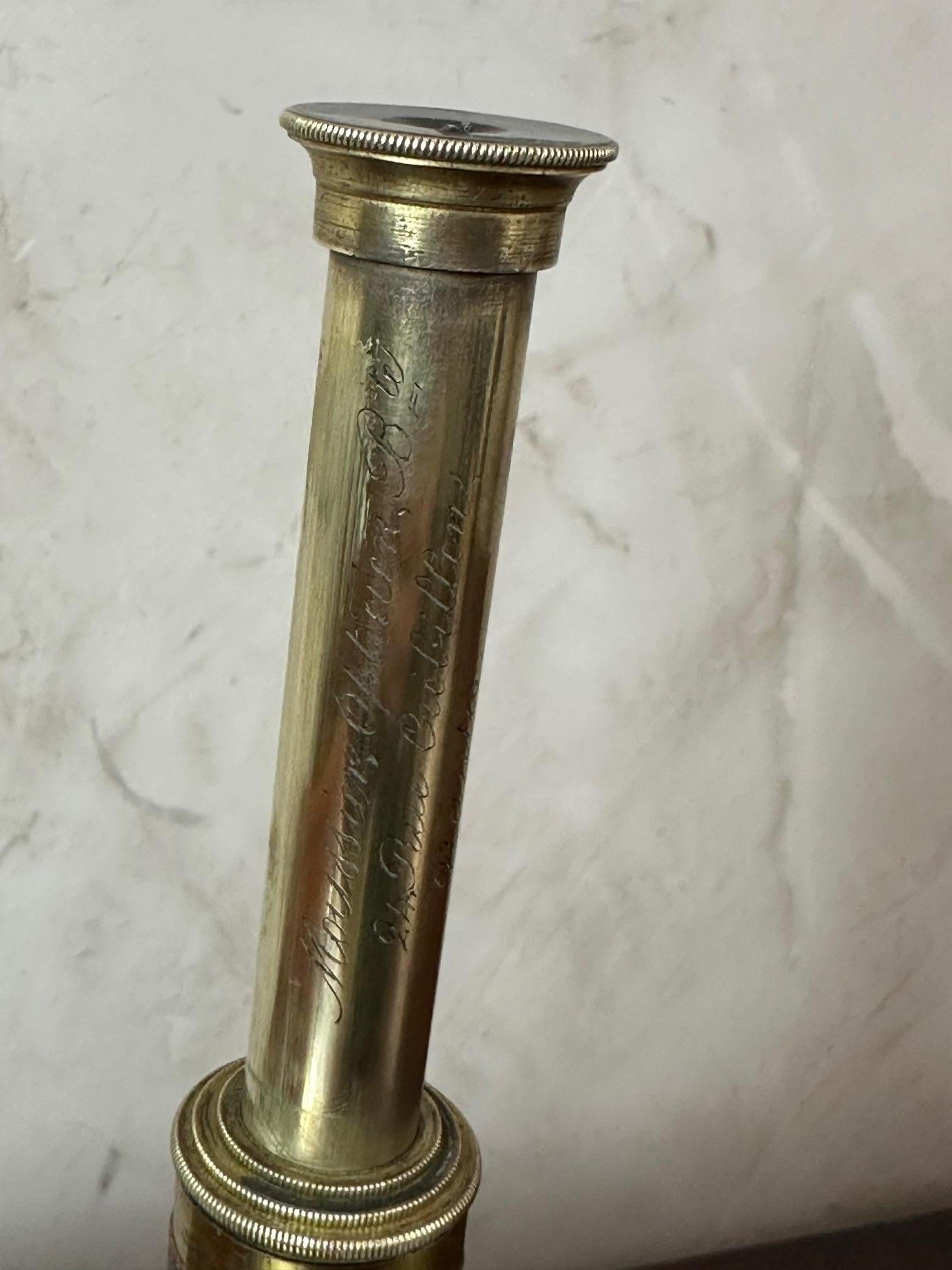19th century French G.Oberhaueser Brass Achromatic Microscope in its wooden Boxe 11