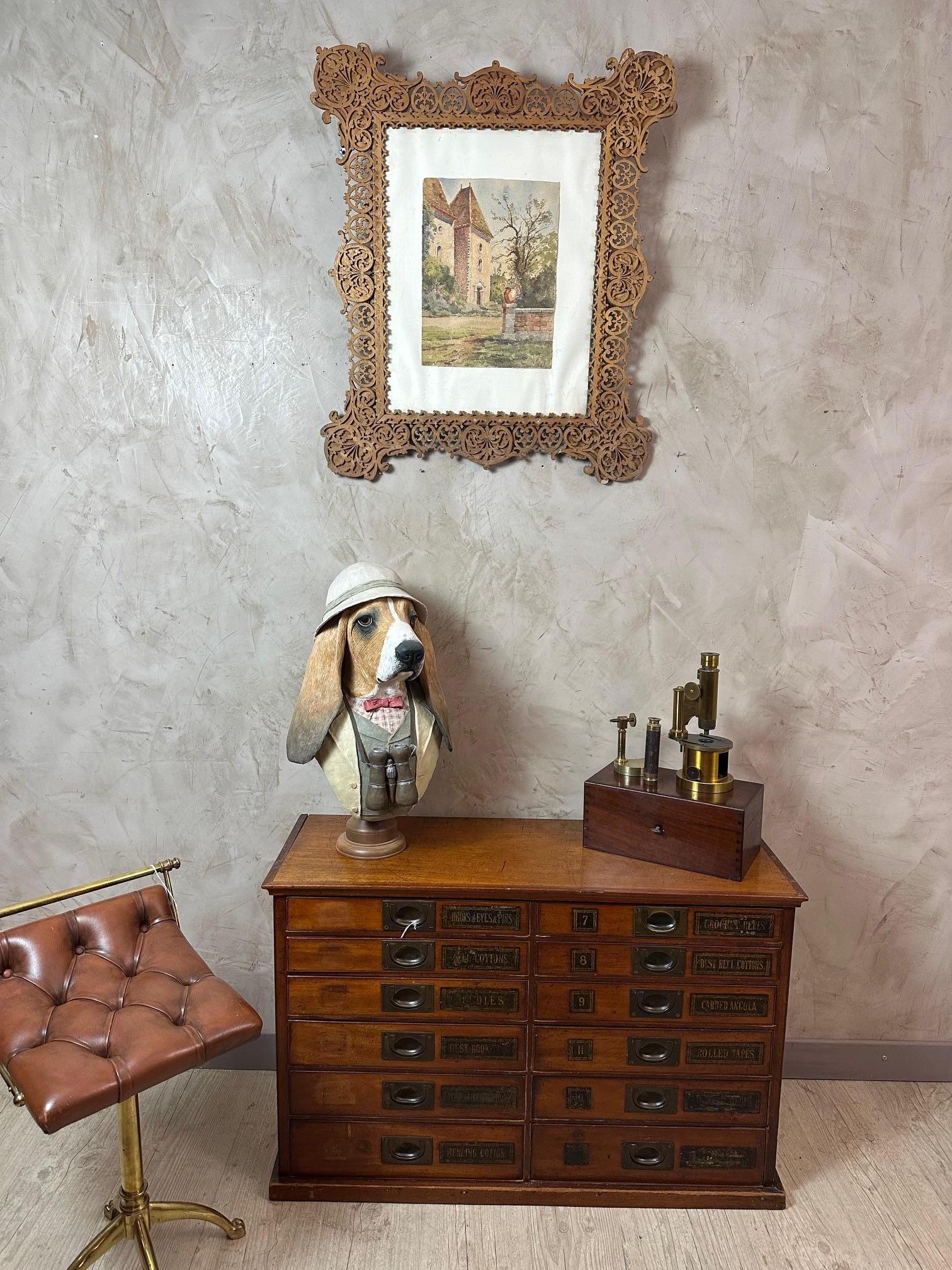 19th century French G.Oberhaueser Brass Achromatic Microscope in its wooden Boxe 15