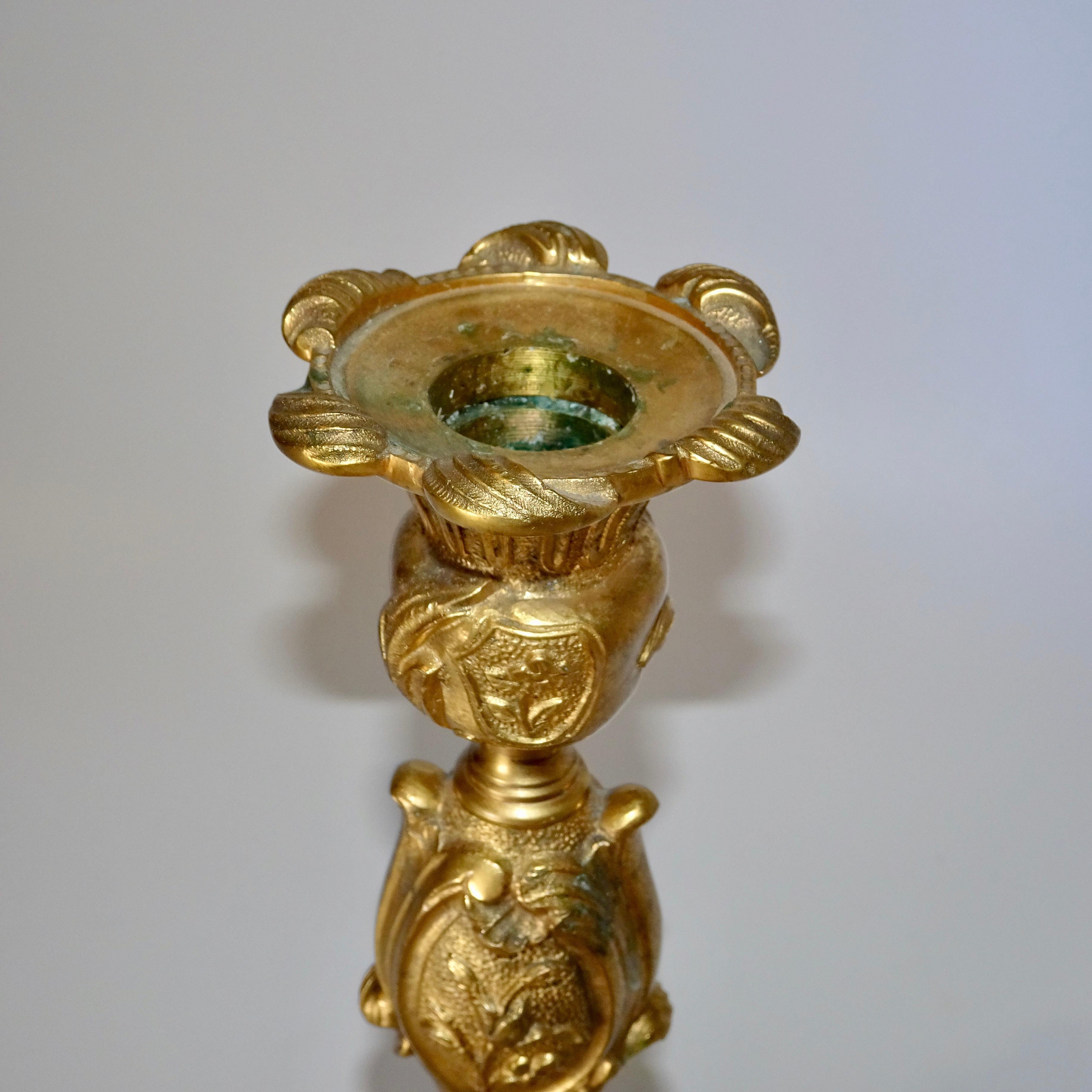 19th Century French Gold Doré Candlestick For Sale 6