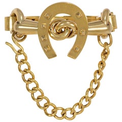 19th Century French Gold Equestrian Bracelet with Central Horseshoe Motif