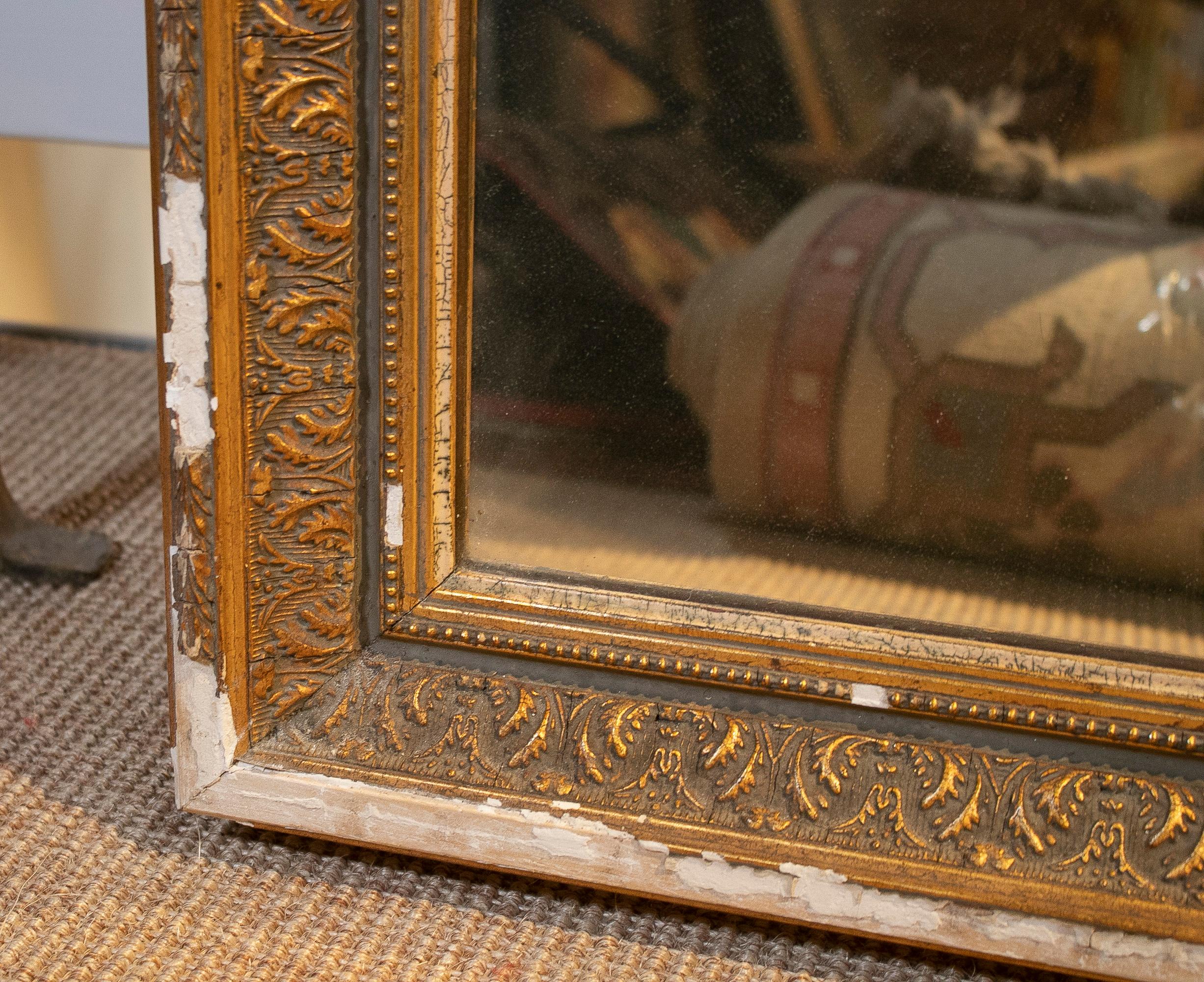 19th Century French Gold Gilt Classical Wall Mirror with Oval Mirror Atop 10