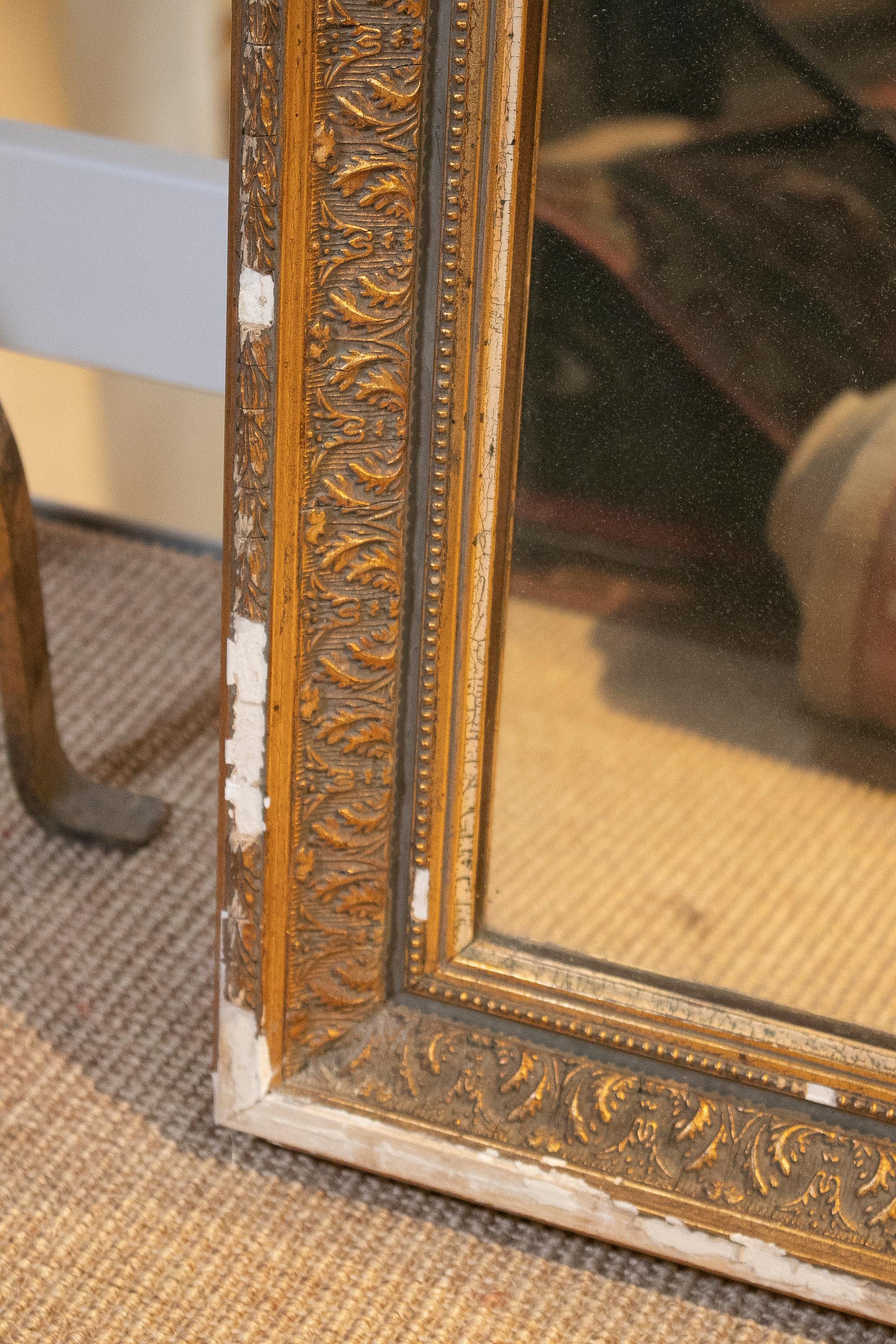 19th Century French Gold Gilt Classical Wall Mirror with Oval Mirror Atop 3
