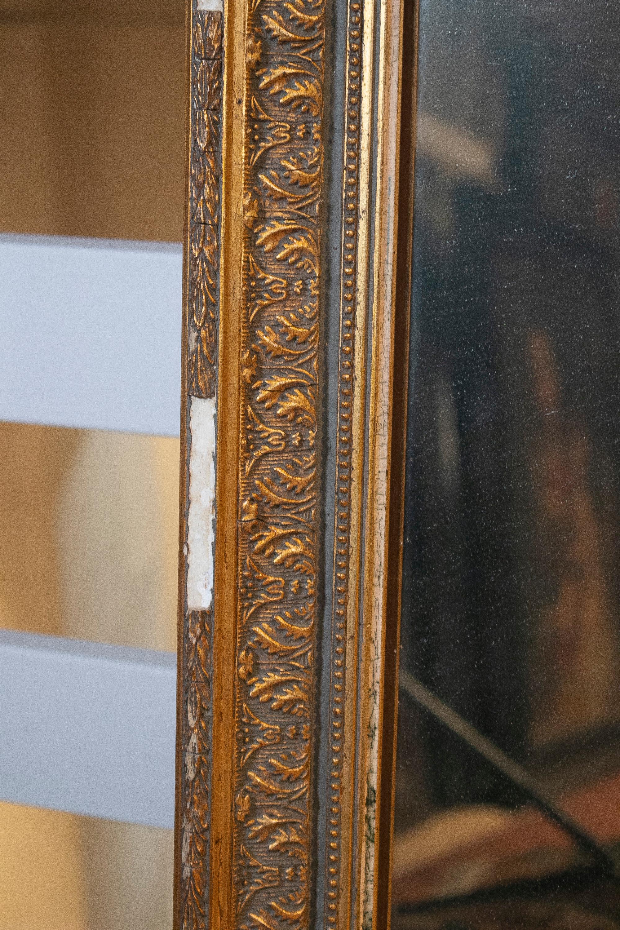 19th Century French Gold Gilt Classical Wall Mirror with Oval Mirror Atop 5