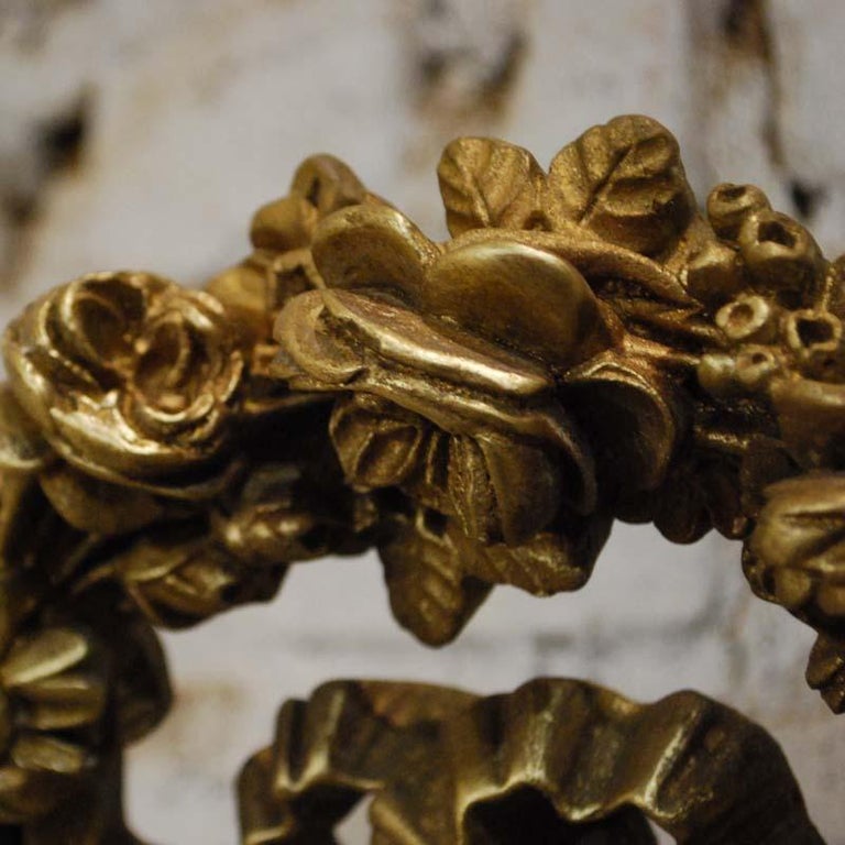 19th Century French Gold Gilt Oval Mirror with Bow and Arch at 1stDibs