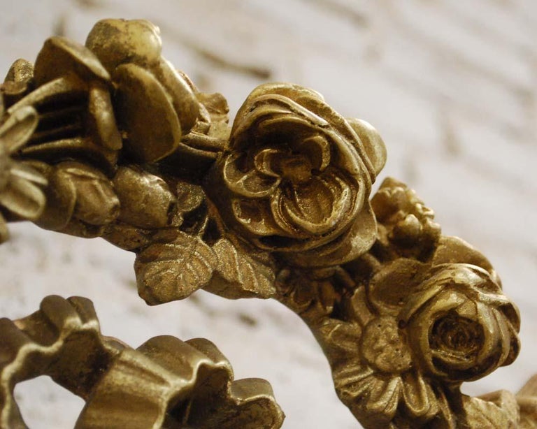 19th Century French Gold Gilt Oval Mirror with Bow and Arch at 1stDibs