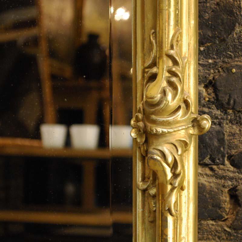 19th century French gold gilt rococo mirror with faceted glass 8