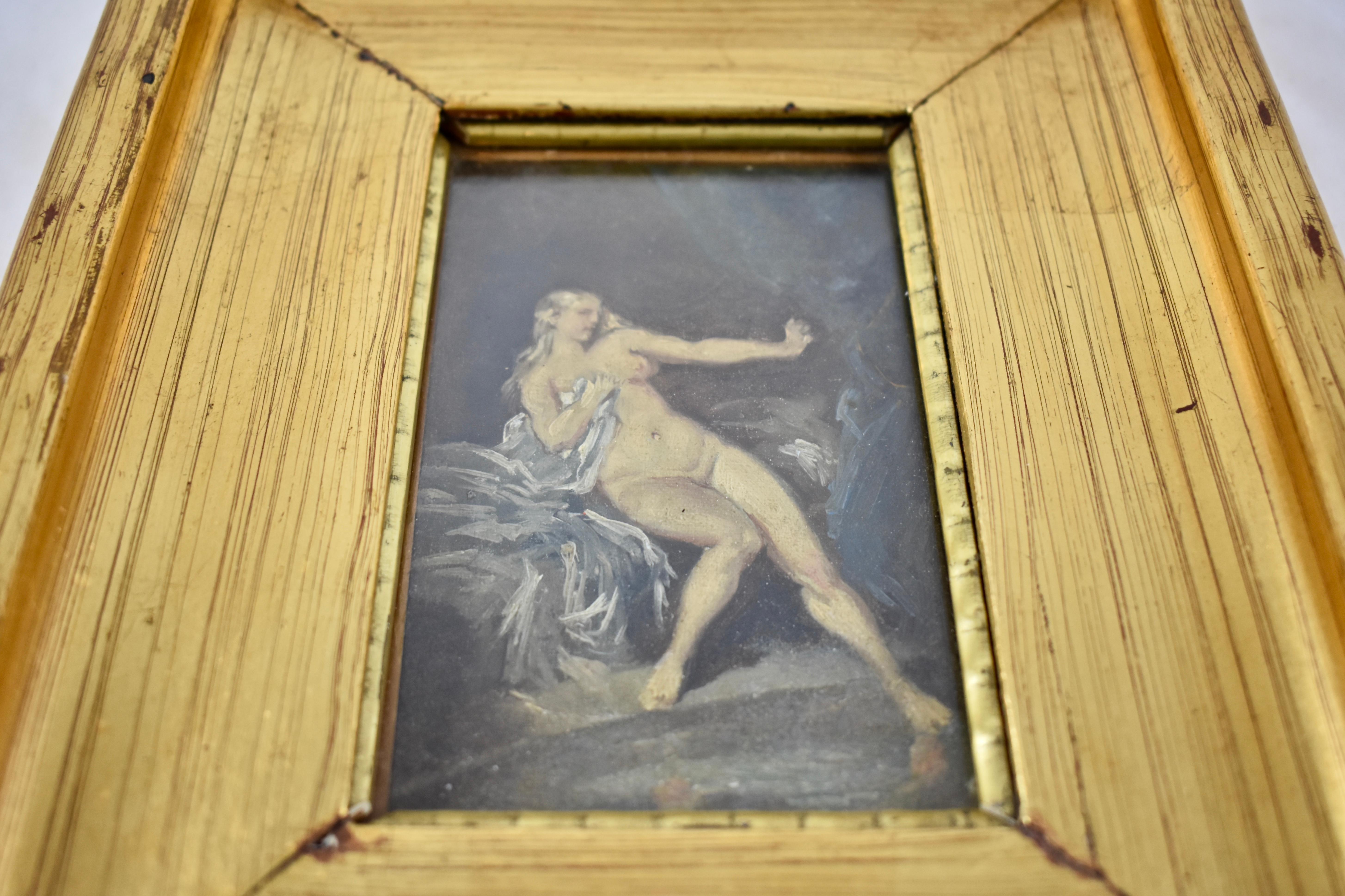 19th Century French Gold Leaf Framed Oil on Linen Painting, Reclining Venus 1