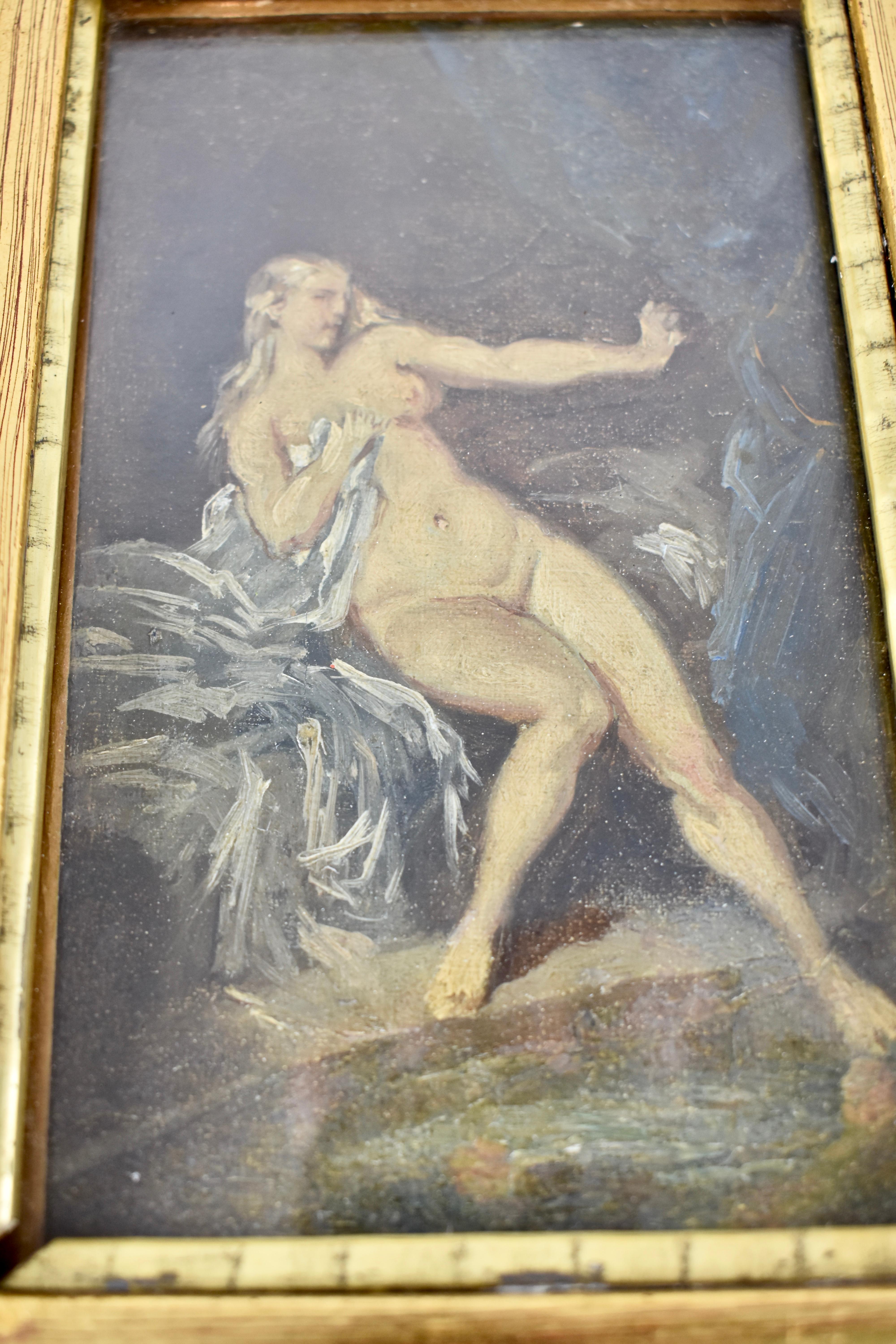 19th Century French Gold Leaf Framed Oil on Linen Painting, Reclining Venus 2