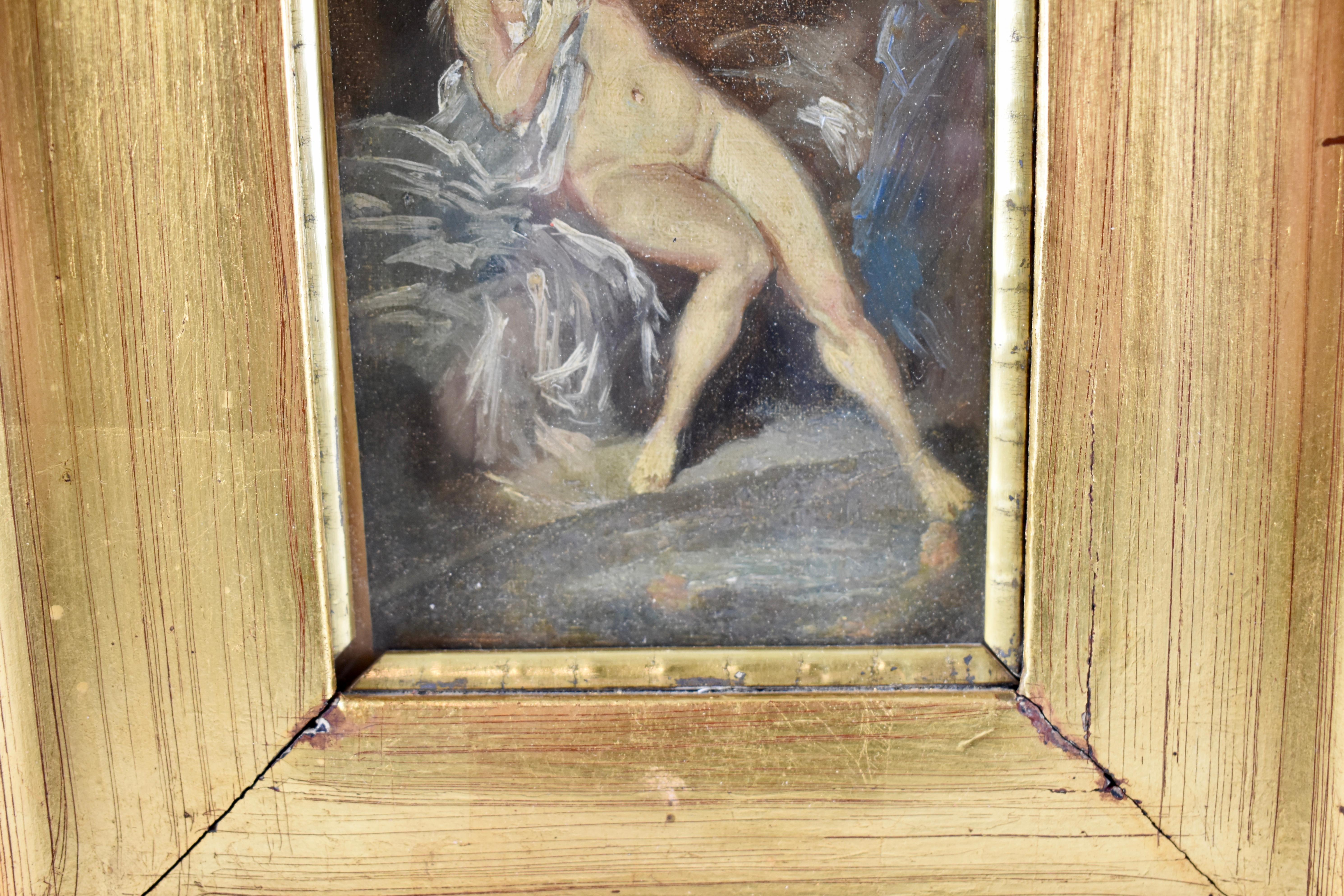 19th Century French Gold Leaf Framed Oil on Linen Painting, Reclining Venus 3