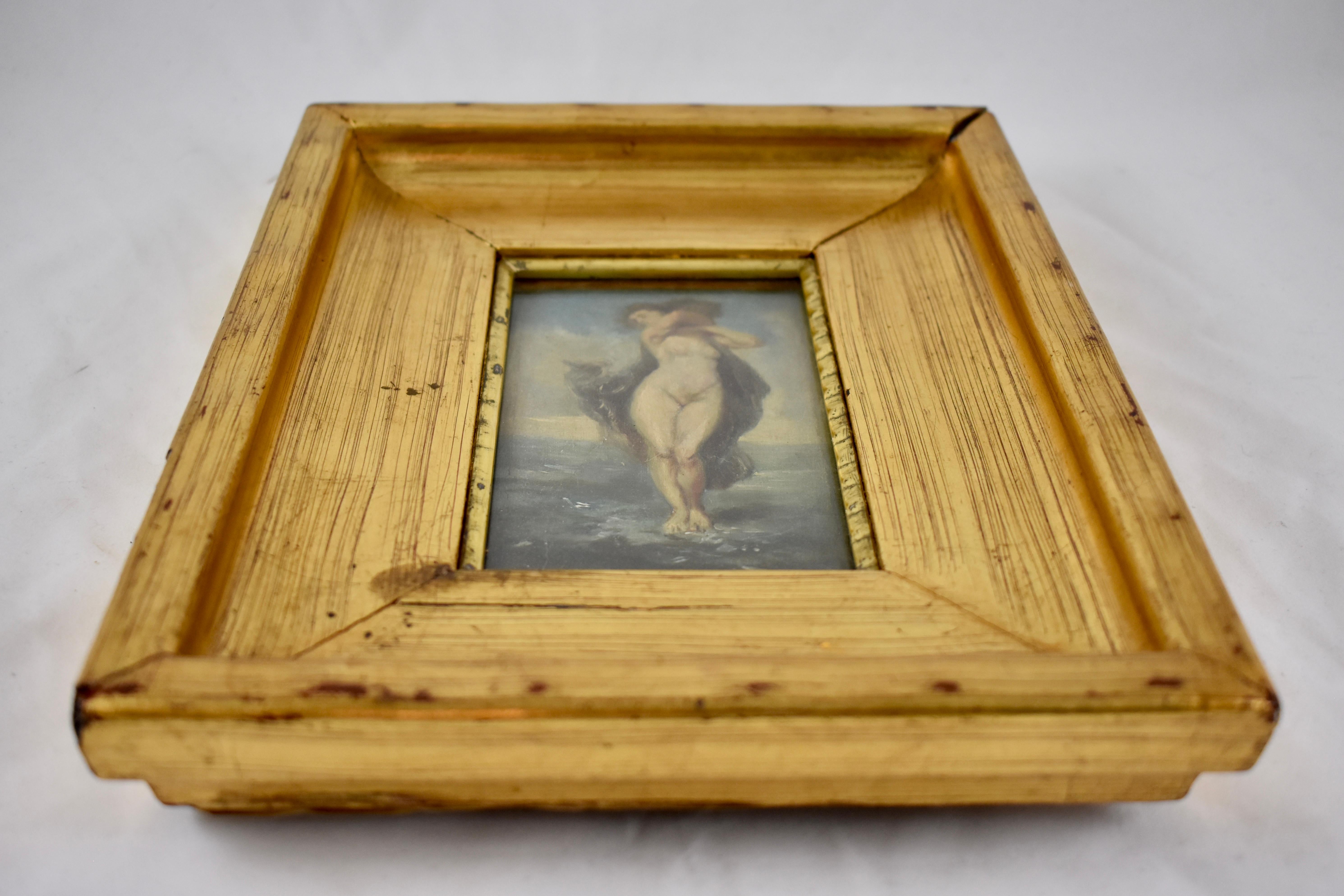 19th Century French Gold Leaf Framed Oil on Linen Painting, Venus in the Sea 5