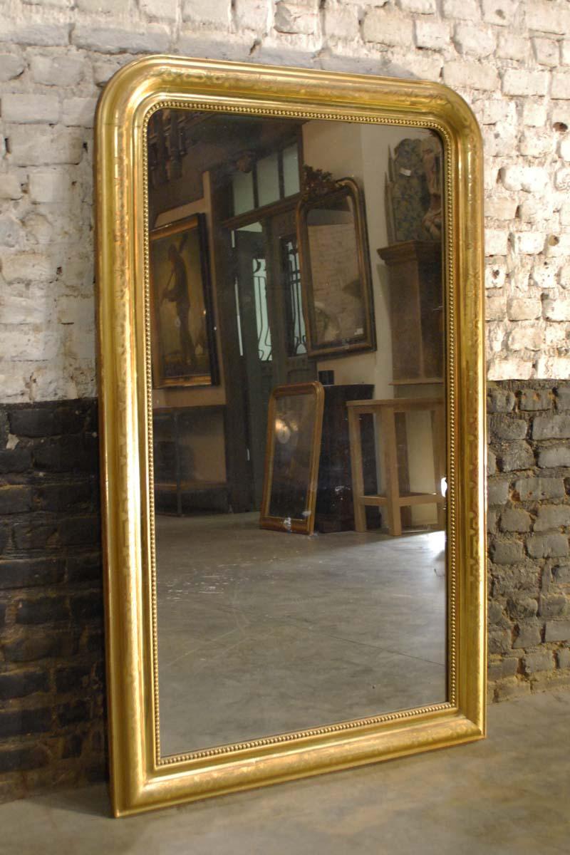 19th Century French Gold Leaf Gilt Louis Philippe Mirror In Good Condition In Casteren, NL