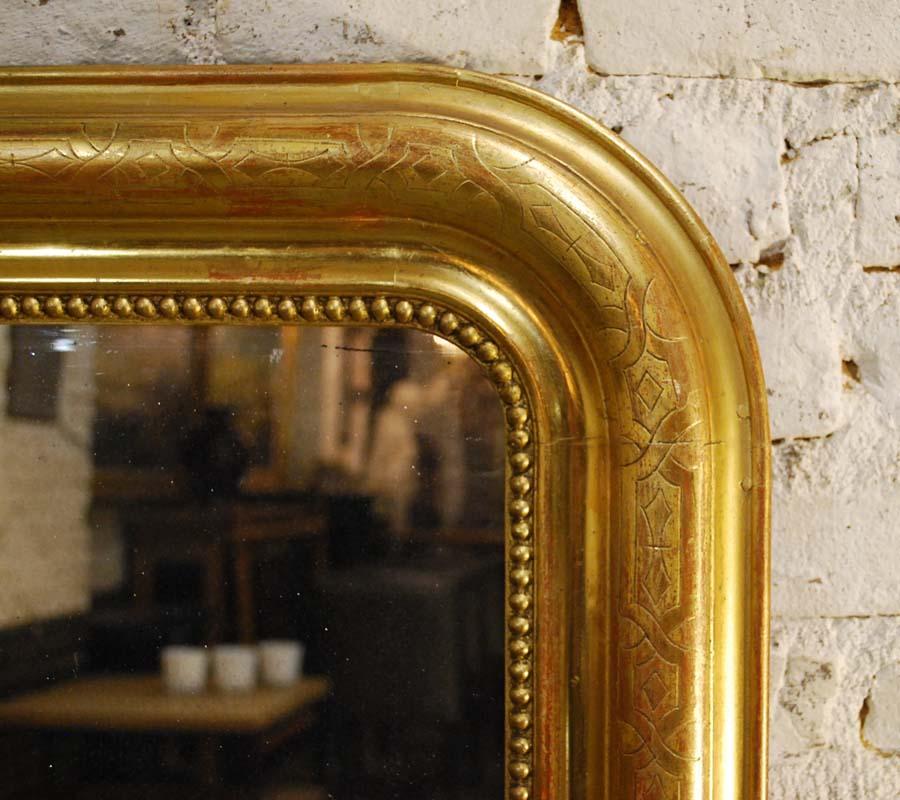 Gesso 19th Century French Gold Leaf Gilt Louis Philippe Mirror