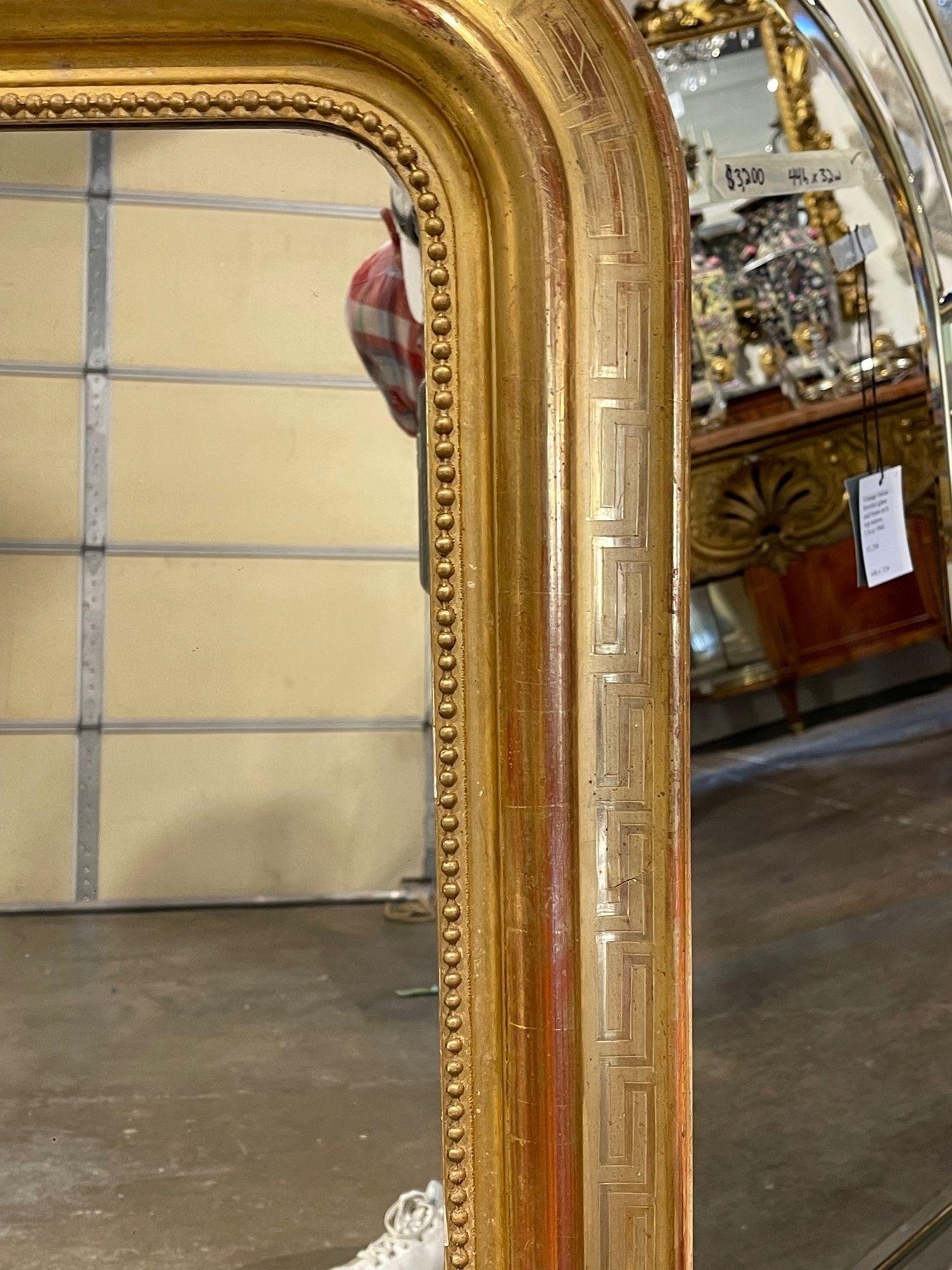 19th Century French Gold Leaf Louis Philippe Mirror with Greek Key Pattern 3