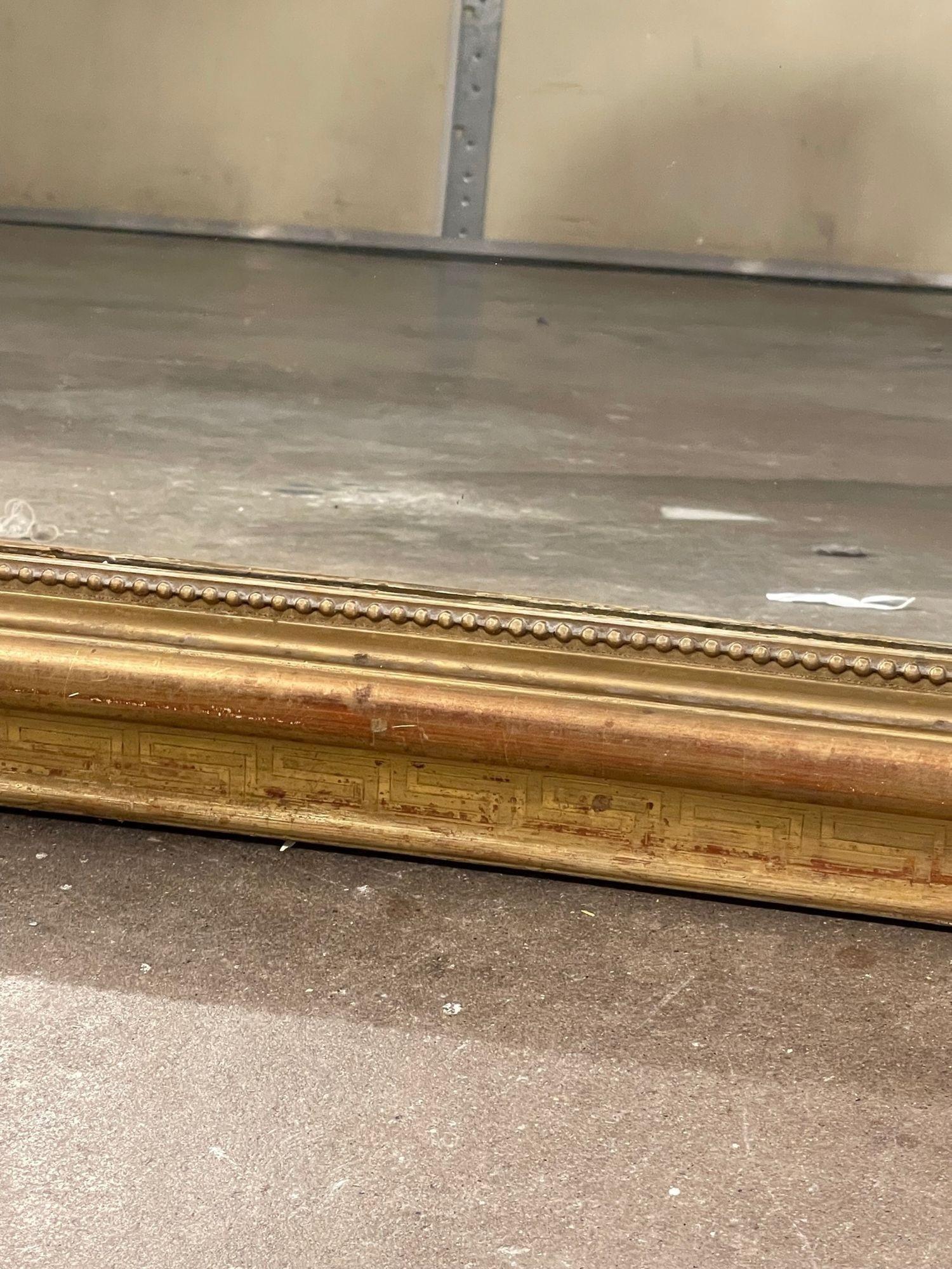 19th Century French Gold Leaf Louis Philippe Mirror with Greek Key Pattern 4